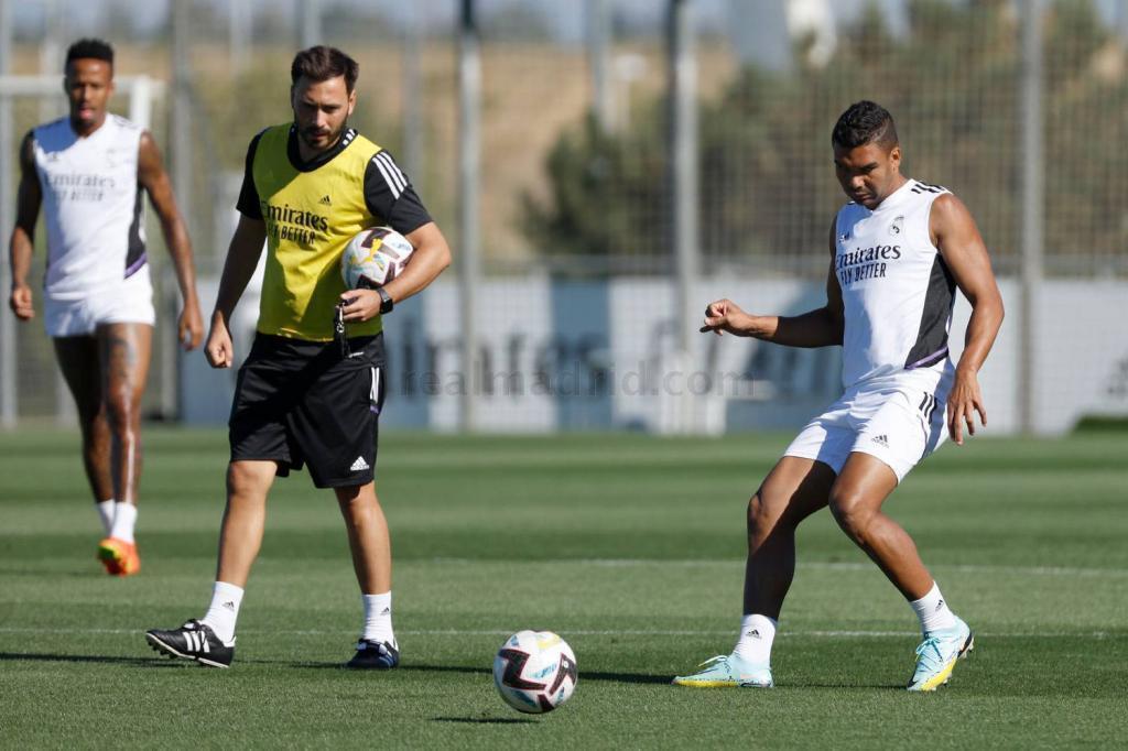 Casemiro en su ltimo entrenamiento con el Real Madrid. Realmadrid.com