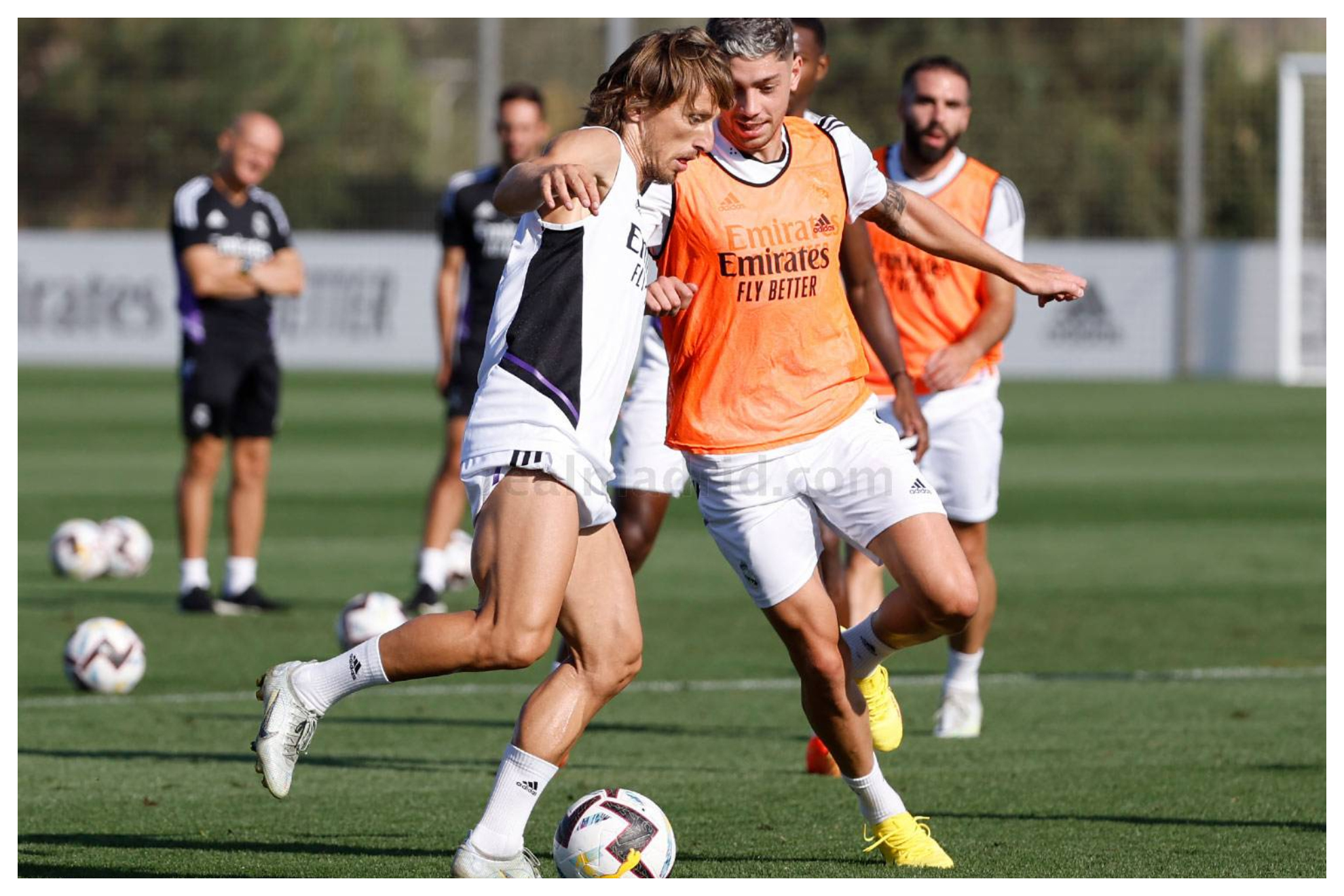 Modric y Valverde, en el entrenamiento de esta mañana/Real Madrid