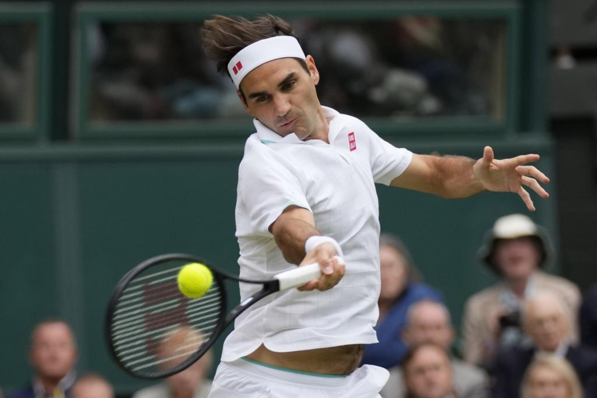 Roger Federer at Wimbledon in 2021. AP.