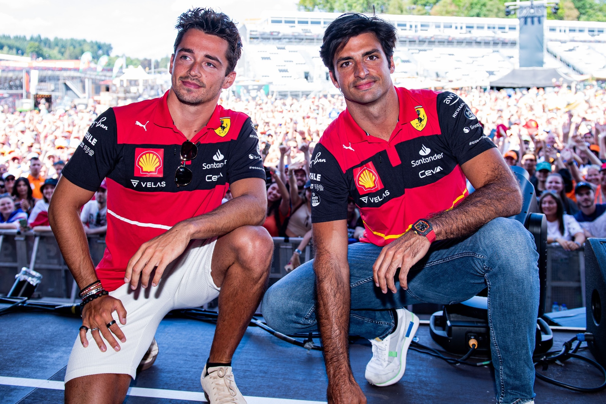 Leclerc y Sainz, en Spa. / FERRARI
