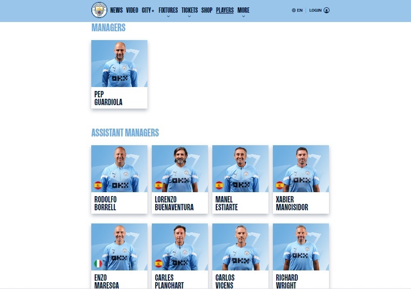 Captura de los miembros del cuerpo técnico del City. / Manchester City