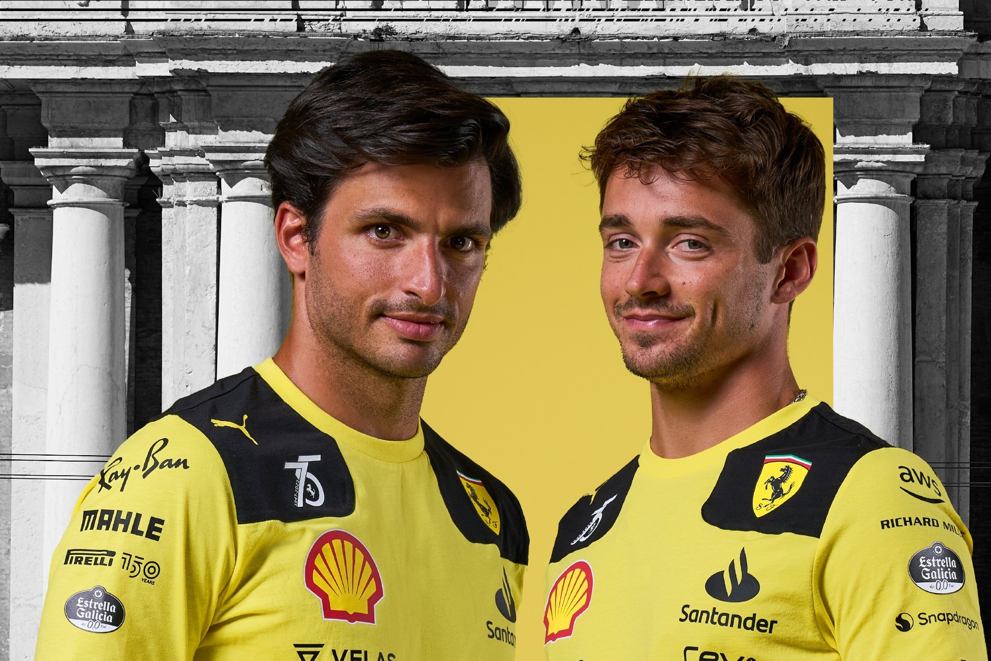 Sainz y Leclerc con las nuevas camisetas edición especial para el GP de Monza | FERRARI
