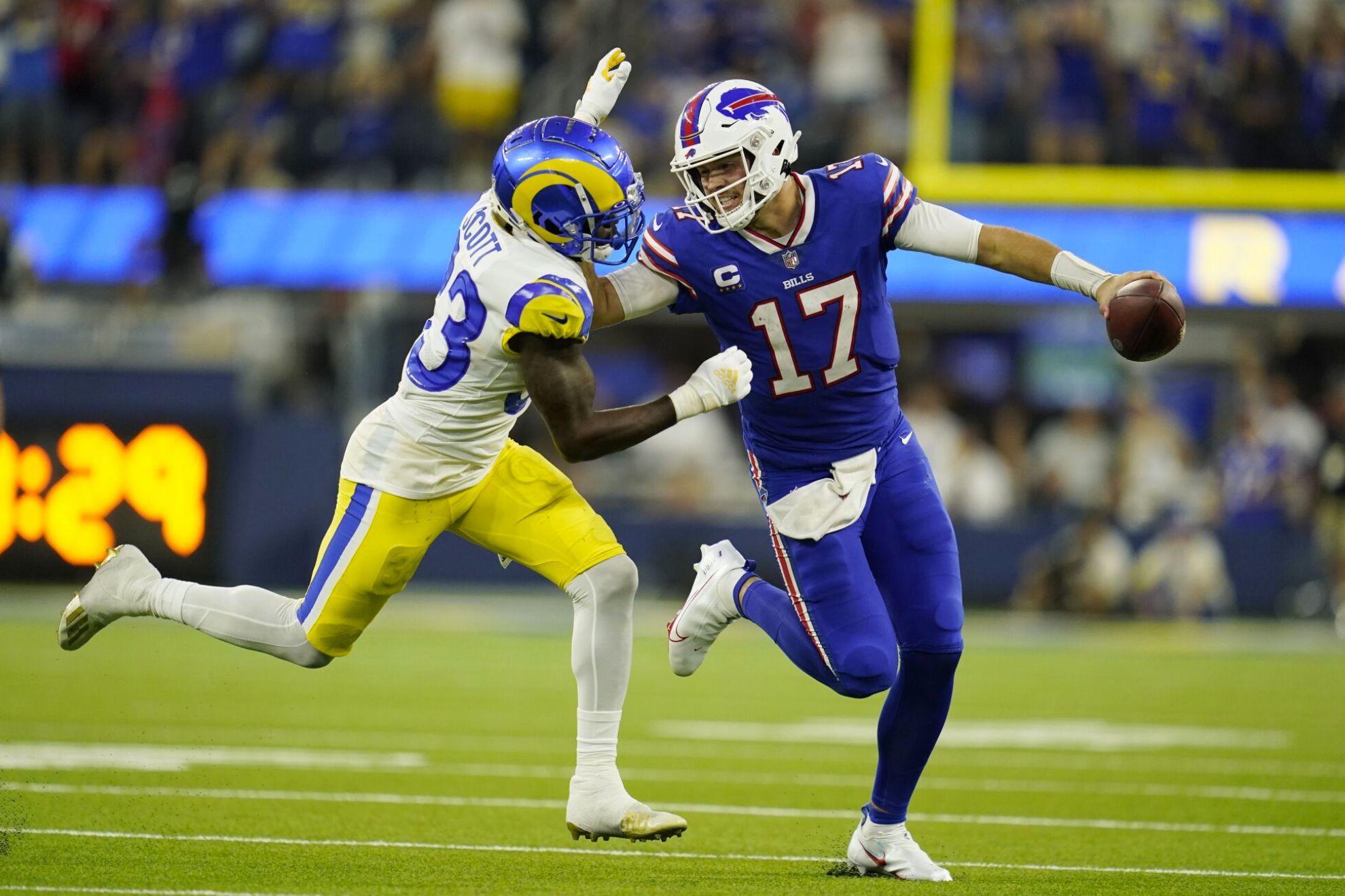 Josh Allen was the Fantasy MVP of the night for the Bills and Rams. -AP