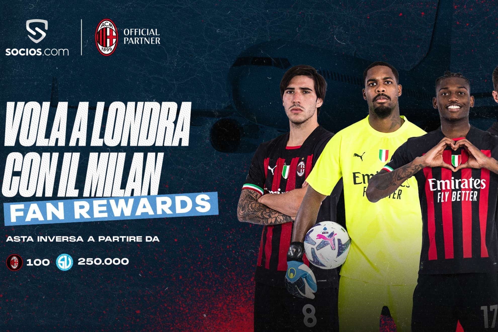 Fly with AC Milan to London for their match against Chelsea