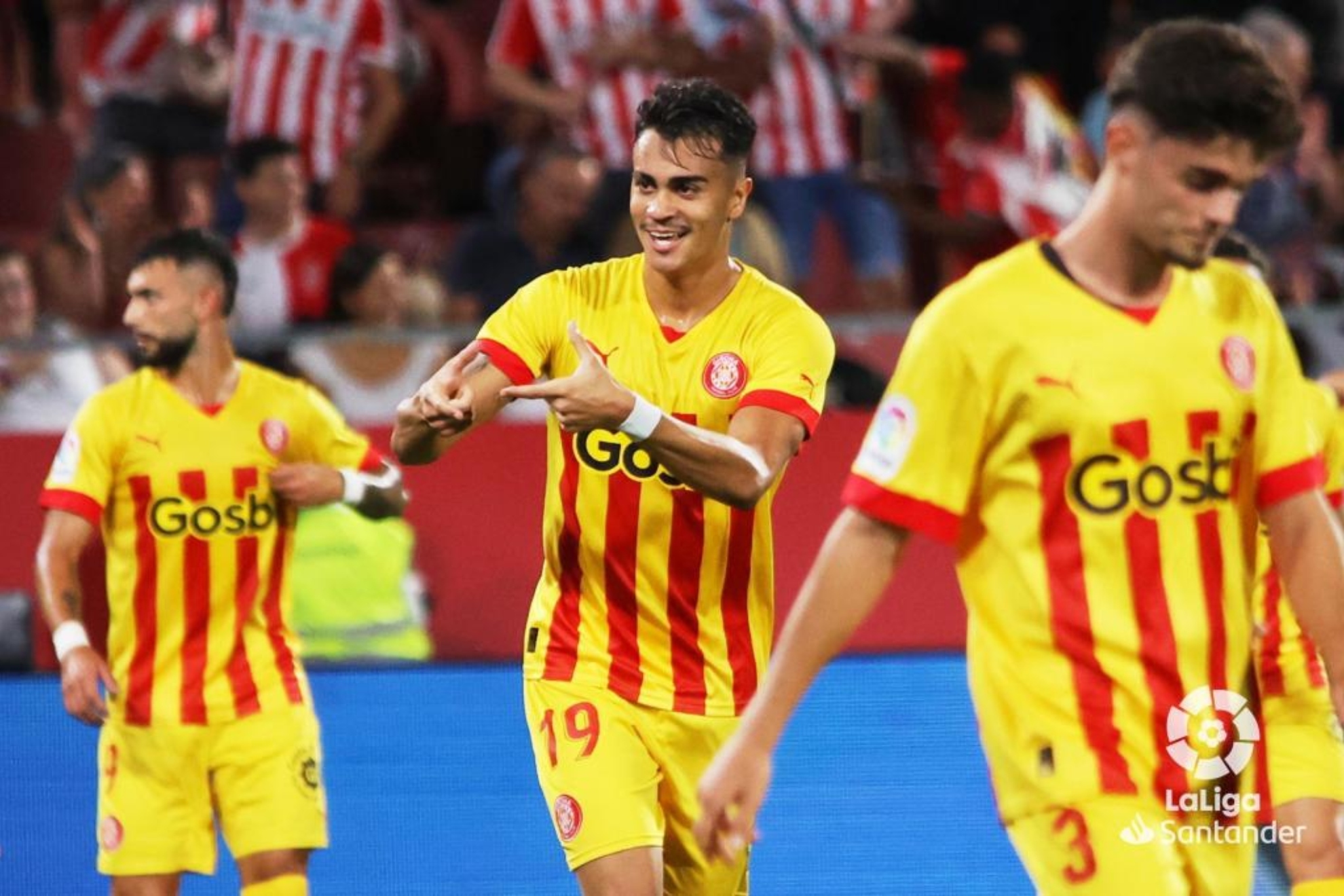 Reinier celebra su primer gol con el Girona. / LALIGA