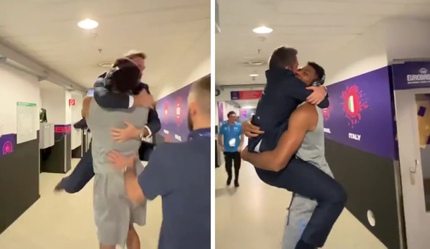 El abrazo ms viral de todo el Eurobasket: El loco seleccionador italiano con... Antetokounmpo!