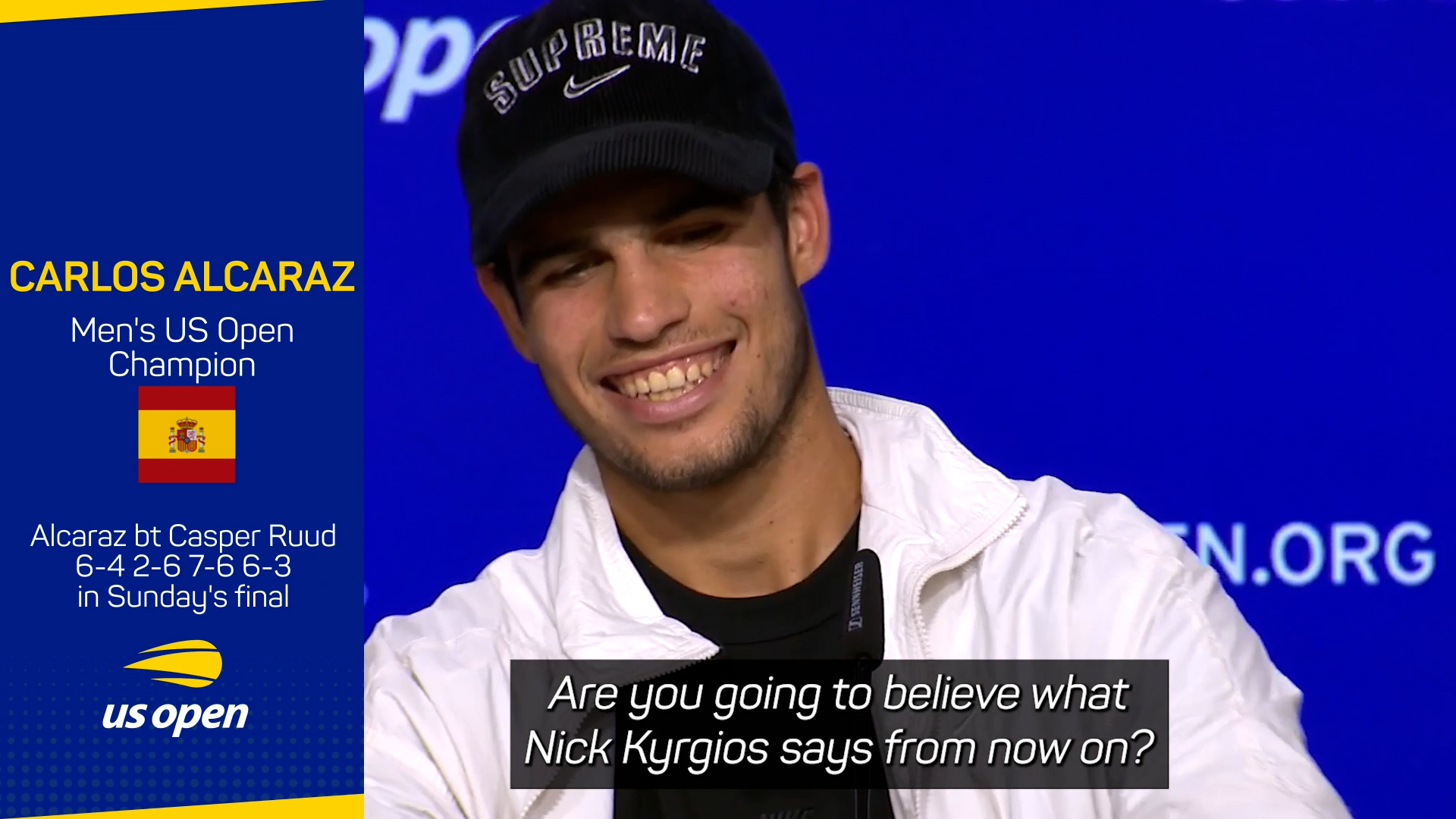 Alcaraz reveals the message Kyrgios sent him after US Open triumph