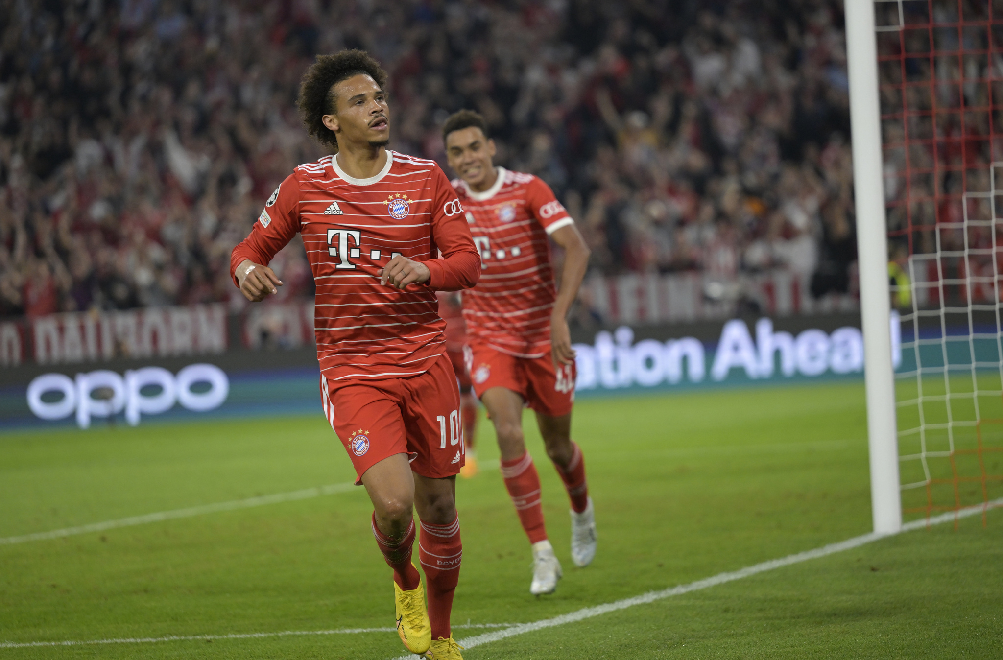 Bayern's Leroy Sane celebrates after scoring his side's second goal