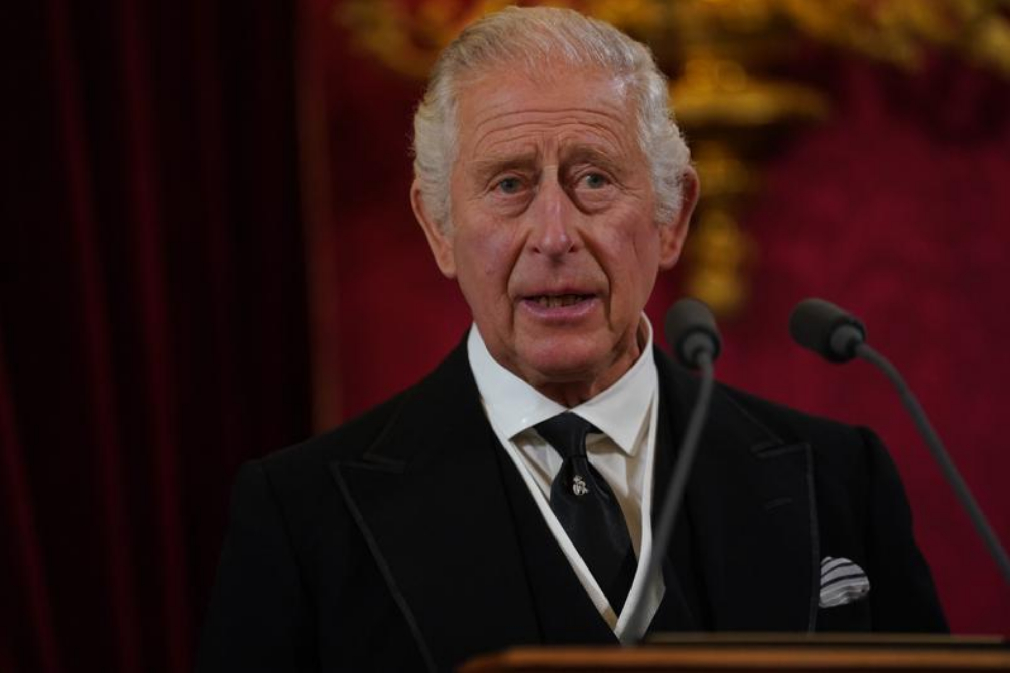King Charles III during the Accession Council at St James's Palace in London. - Victoria Jones/Pool Photo via AP