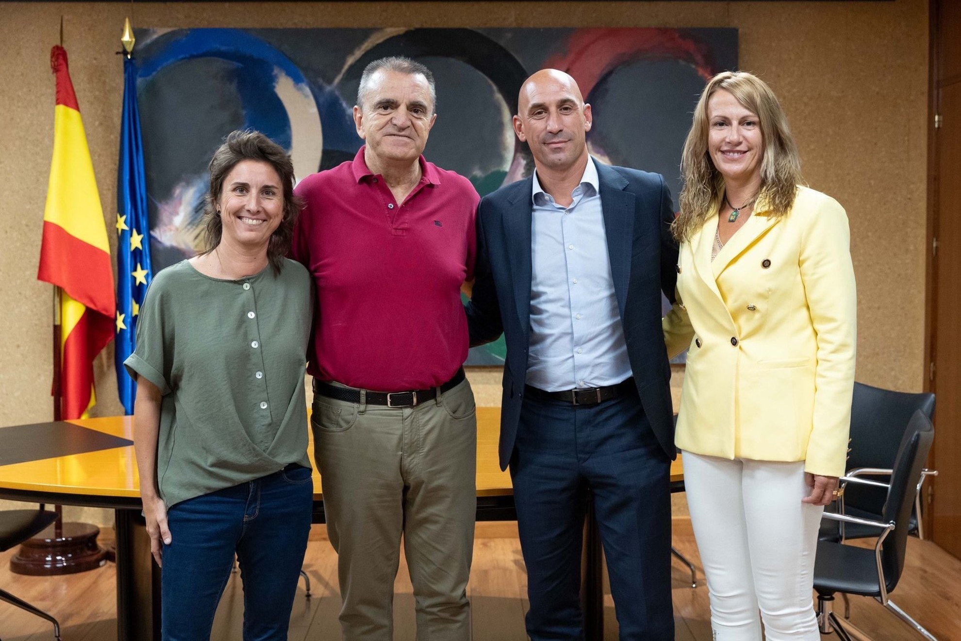 Marta Frías, José Manuel Franco, Luis Rubiales y Yolanda Parga, en el CSD / RFEF