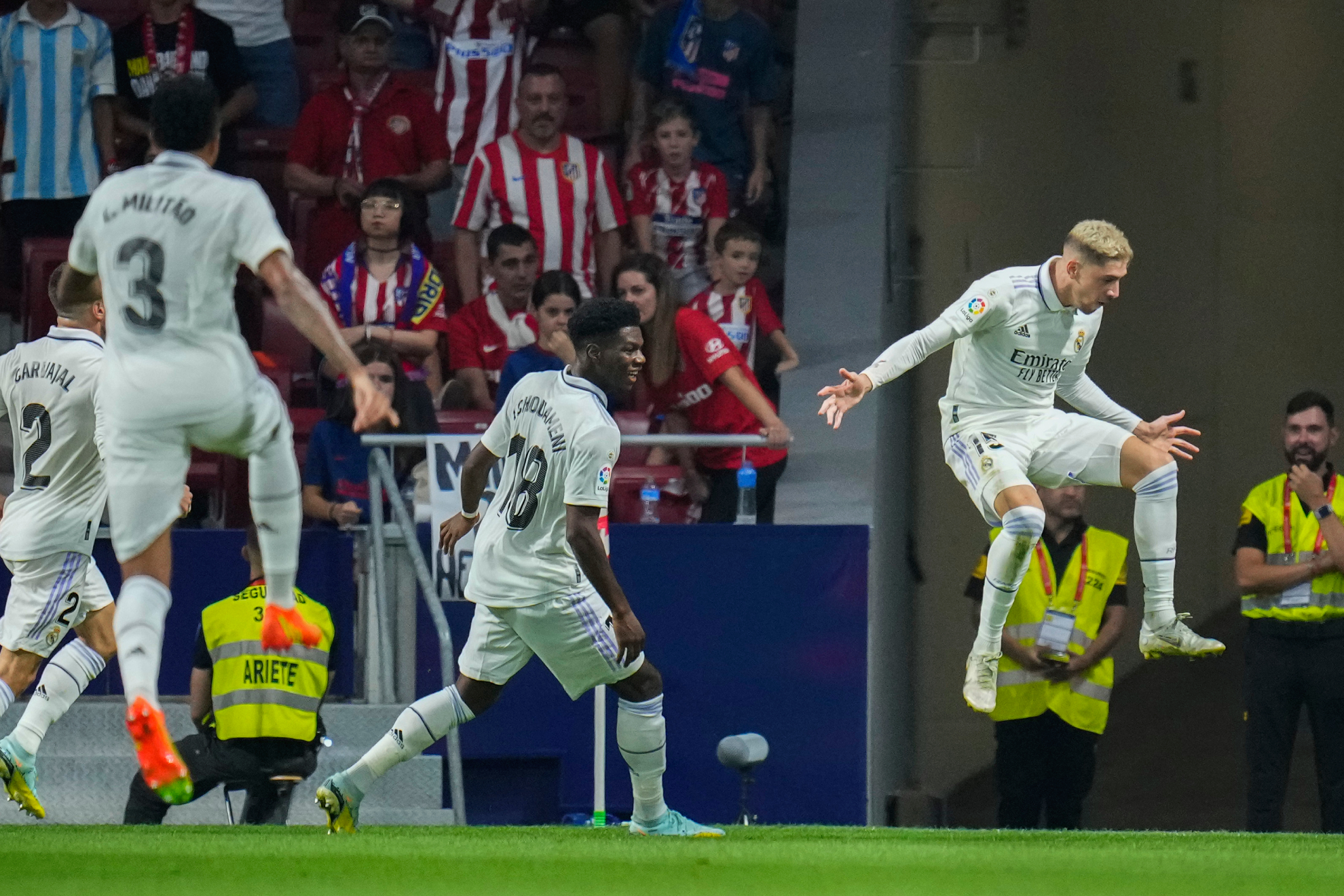 Fede Valverde celebra su gol ante el Atltico de Madrid / AP.
