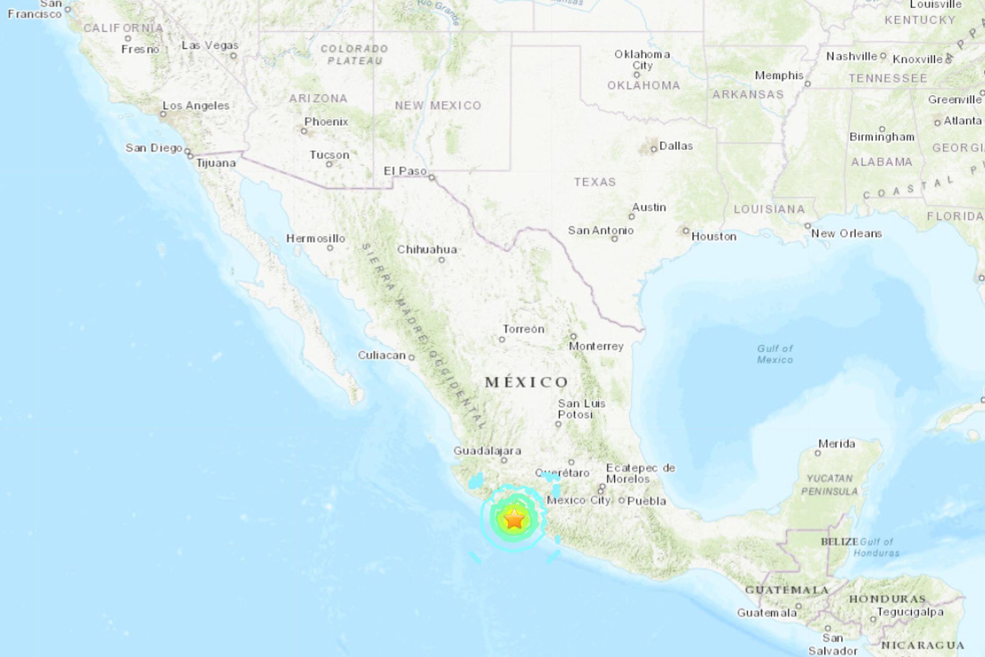 Thursday's 6.8 magnitude earthquake in Mexico / USGS