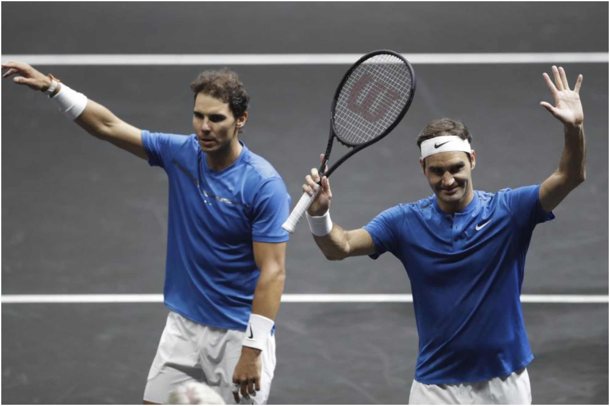 Rafa Nadal y Roger Federer, en la Laver Cup en 2017 /AP.