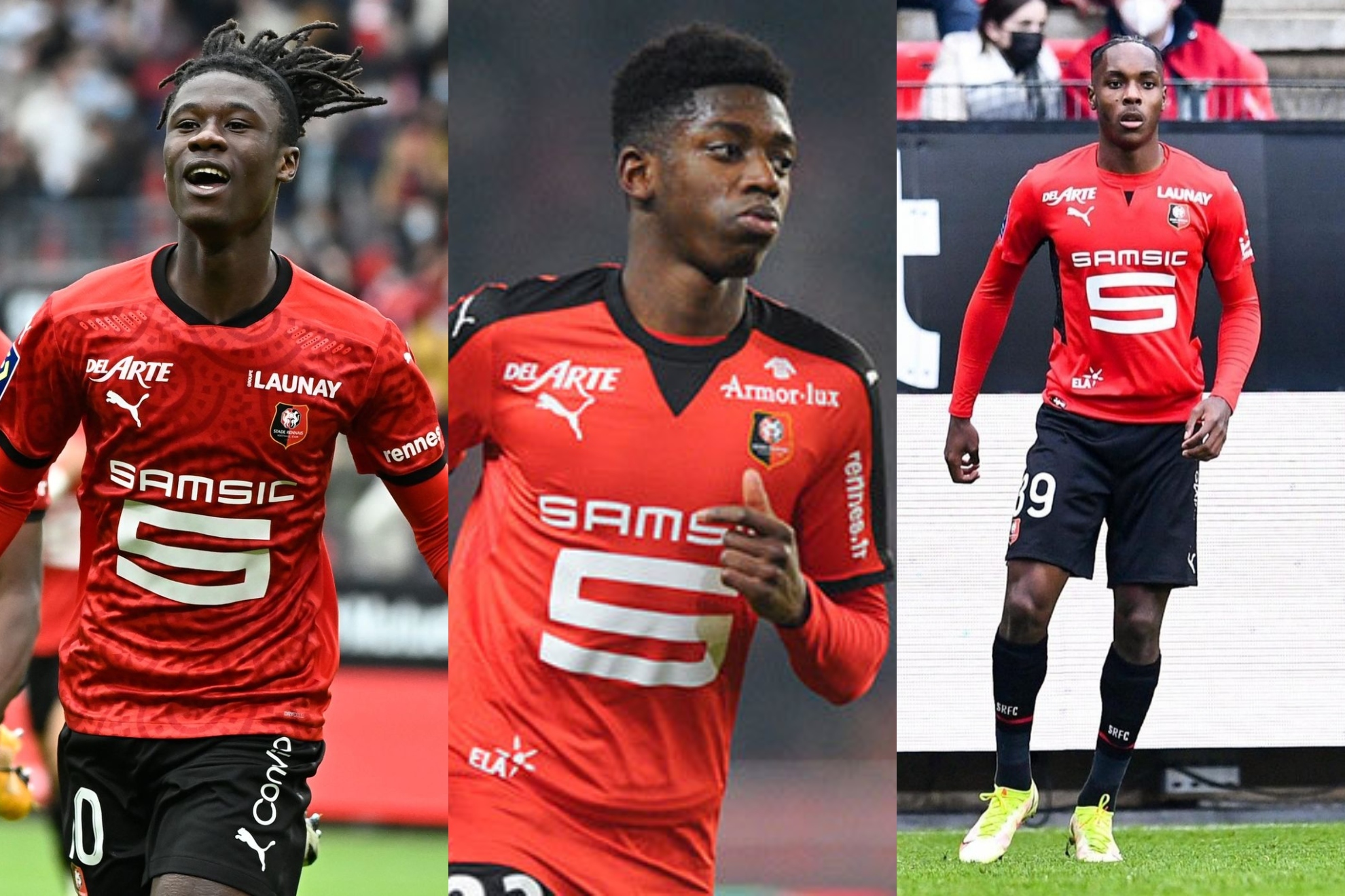 Camavinga, Dembélé y Tel jugando en el Rennes | MARCA