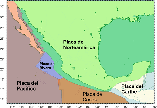 Las placas tectónicas de México.