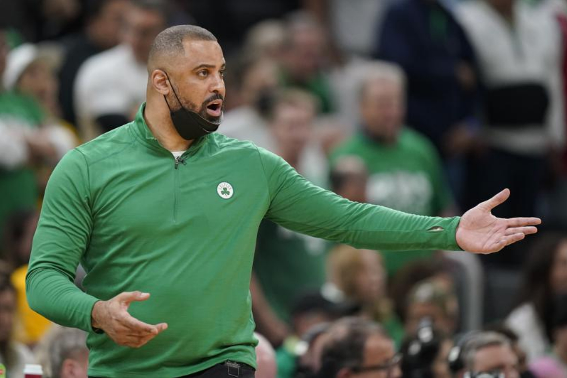 Boston Celtics coach Ime Udoka reacts during the 2022 NBA Finals. - AP Photo/Steven Senne