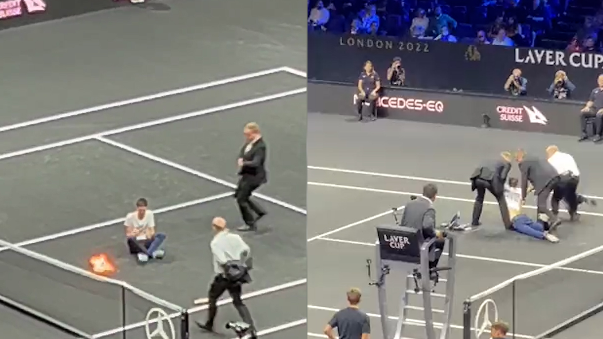 Activist sets himself on fire at Laver cup on day of Federers last ever match