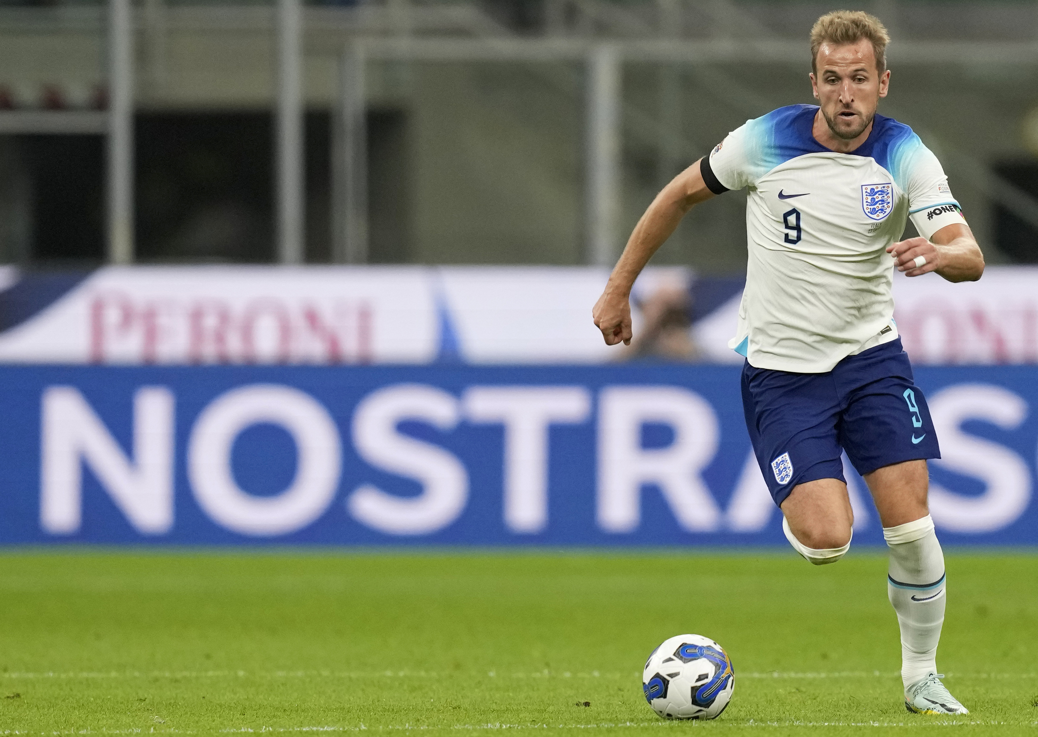 England's Harry Kane controls the ball