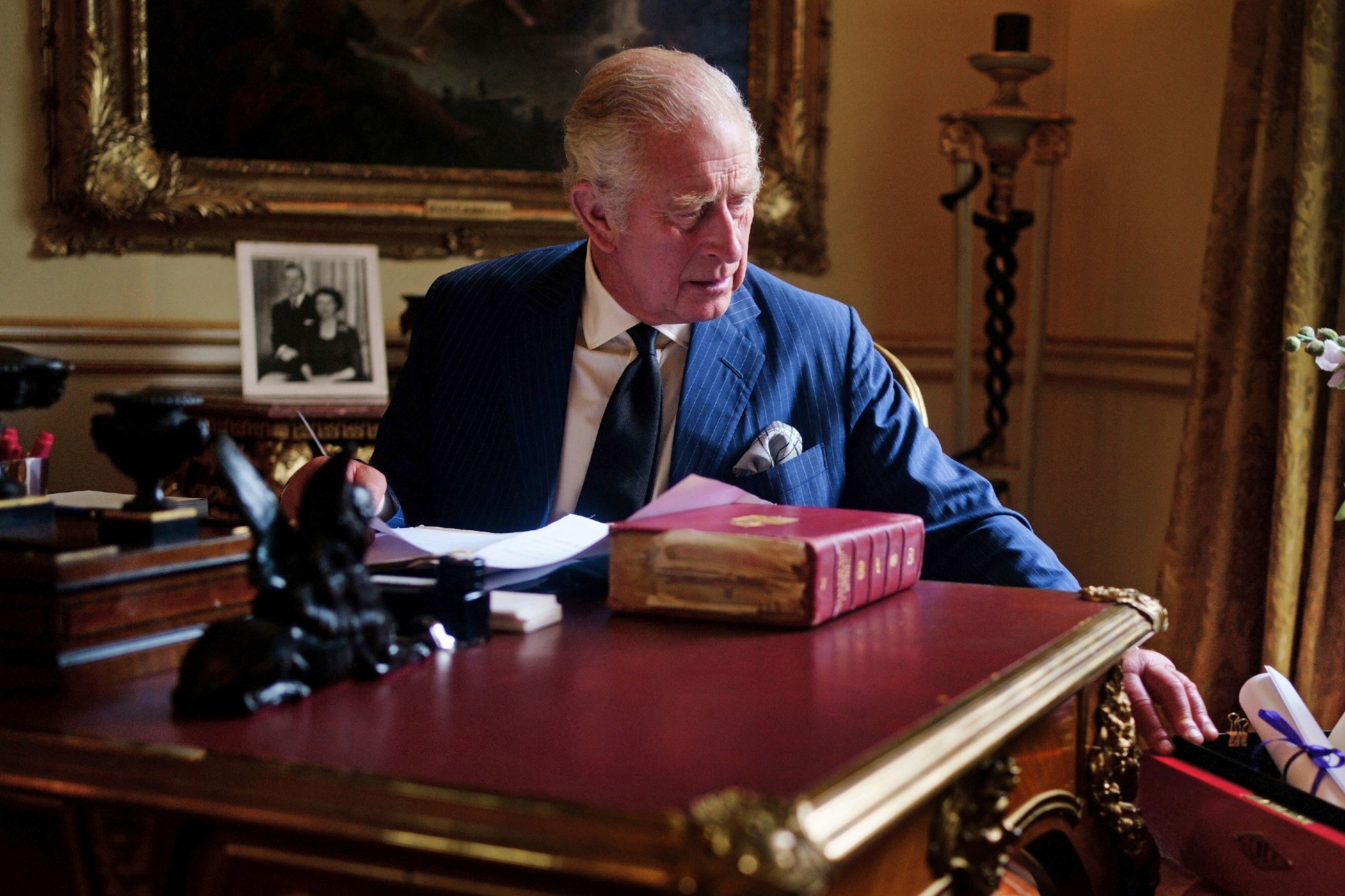 In this photo Sept. 11, 2022, taken Britain's King Charles III carries out official government.  / AP