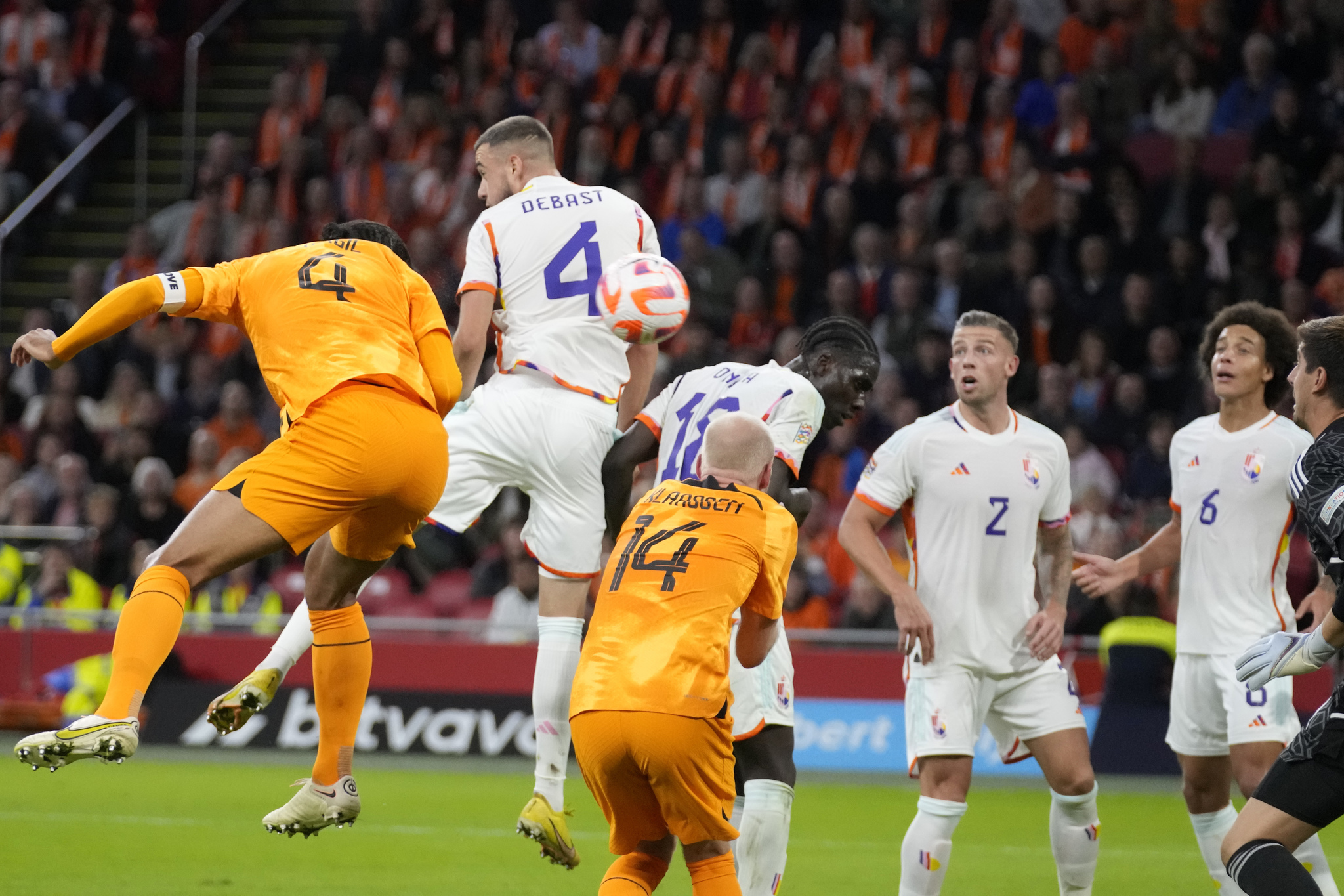 Netherlands' Virgil van Dijk scores