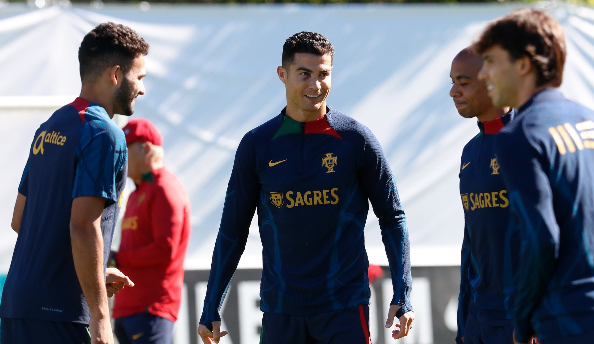 Cristiano Ronaldo, en el entrenamiento de Portugal en Braga.