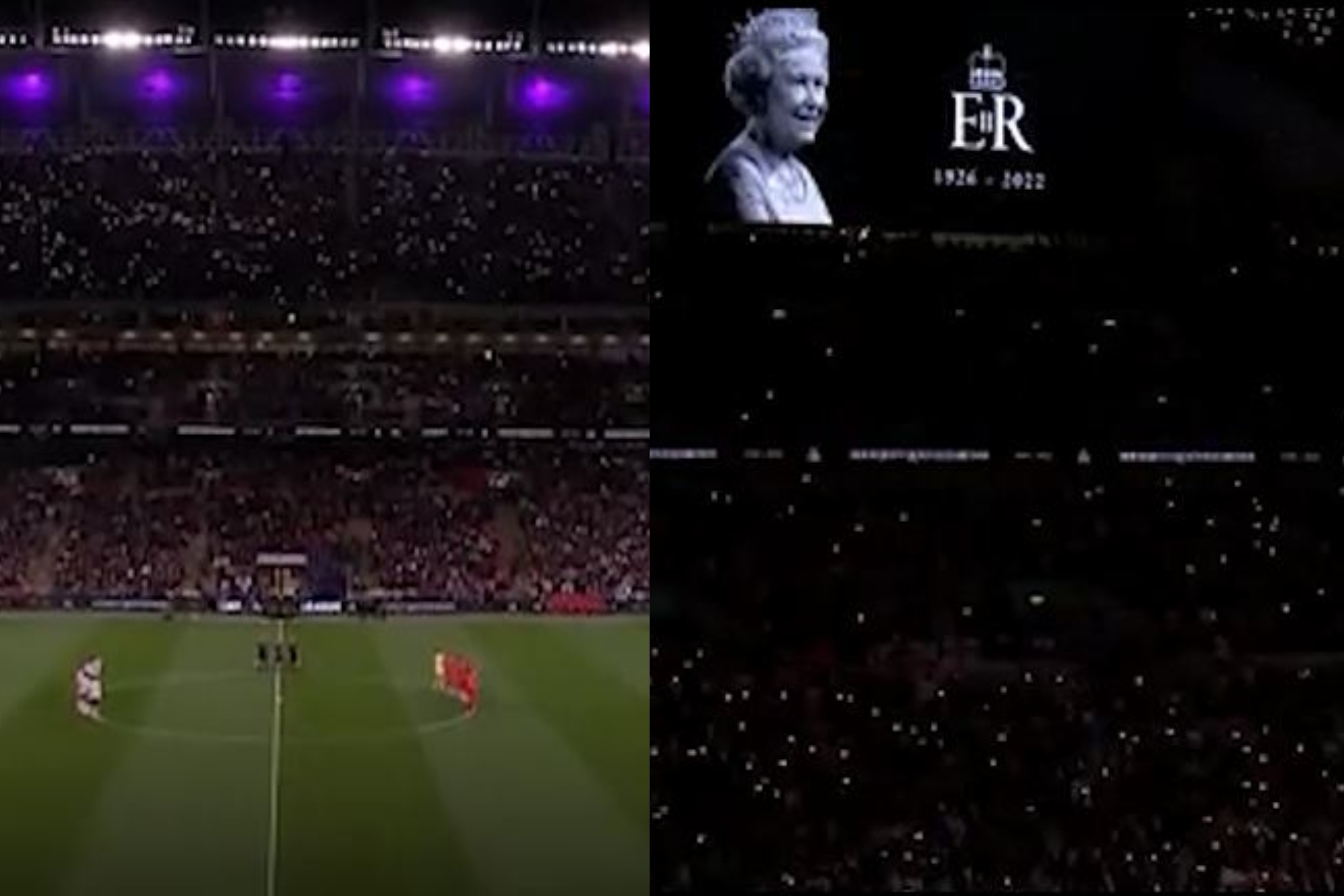 Wembley despide a la Reina Isabel II con el minuto de silencio más respetuoso que jamás se recuerda
