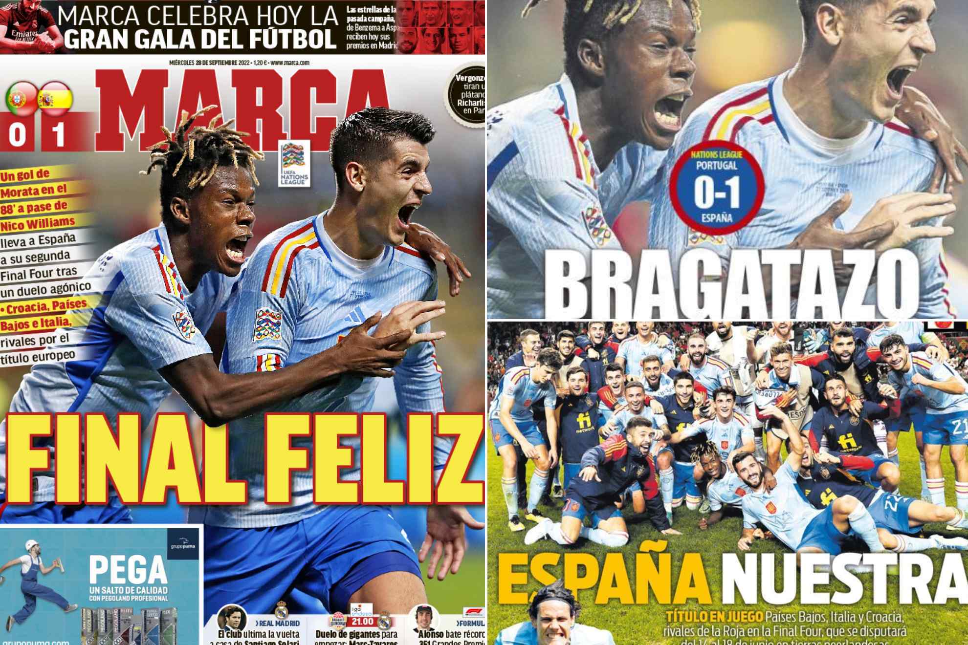 Lo que dicen las portadas tras la épica victoria de España... y lo que se siente en Portugal