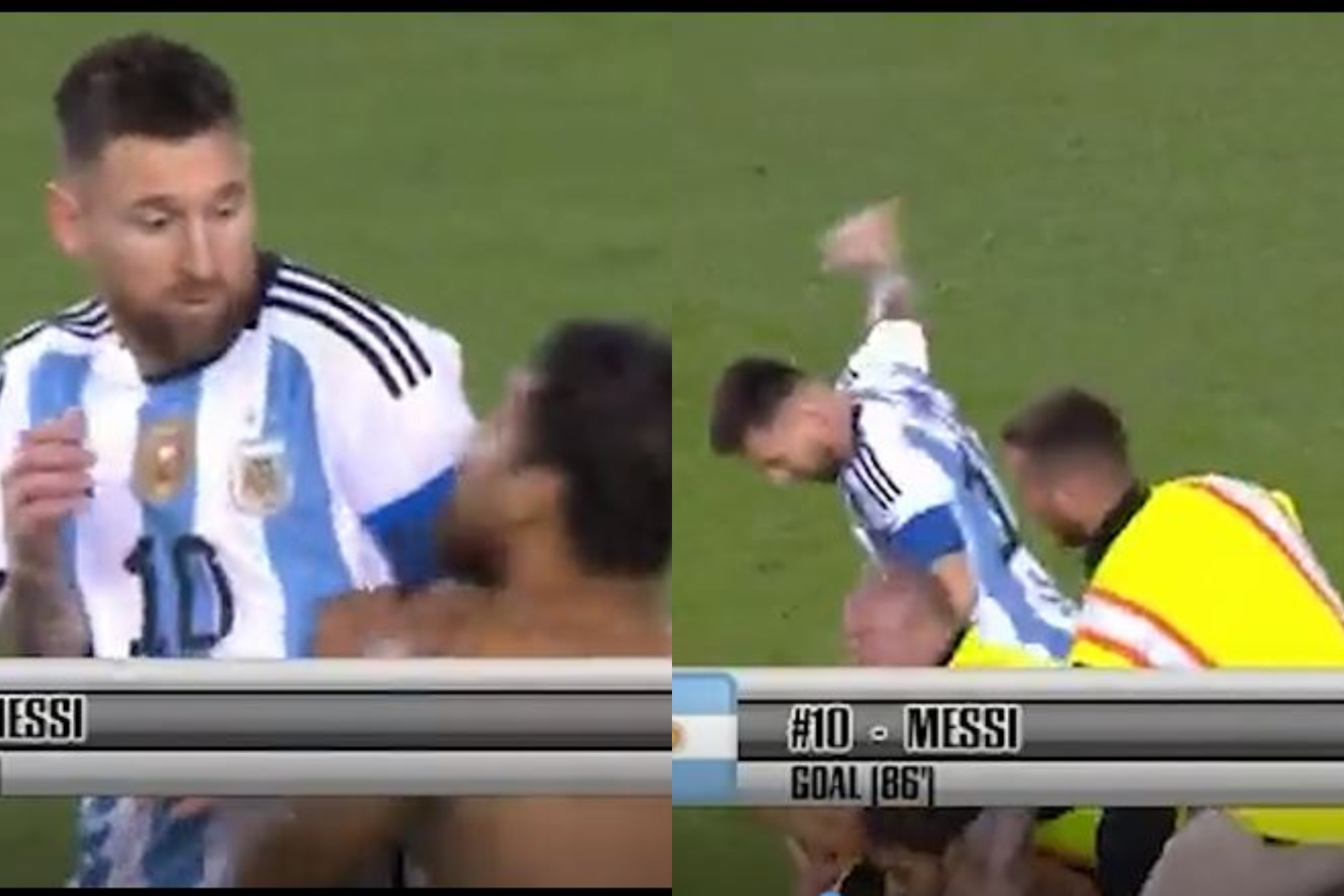 ¿Cuándo sufre más Messi durante o después del partido? Susto de un fan y la seguridad casi le tira