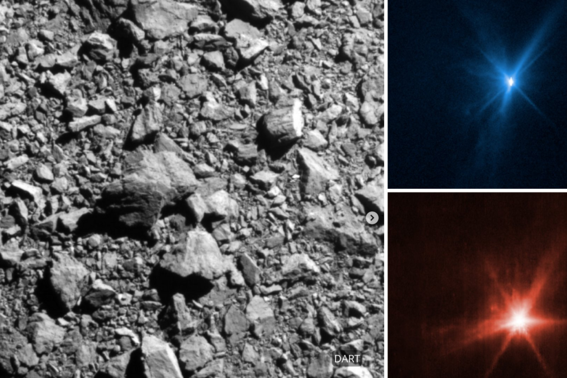 Los telescopios James Webb y Hubble muestran el histórico impacto de DART contra el asteroide Dimorphos