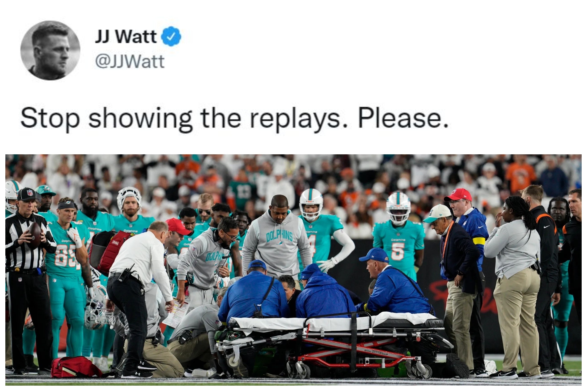 Mahomes, Watt and other NFL stars criticise TV's disrespectful replays of Tua's injury