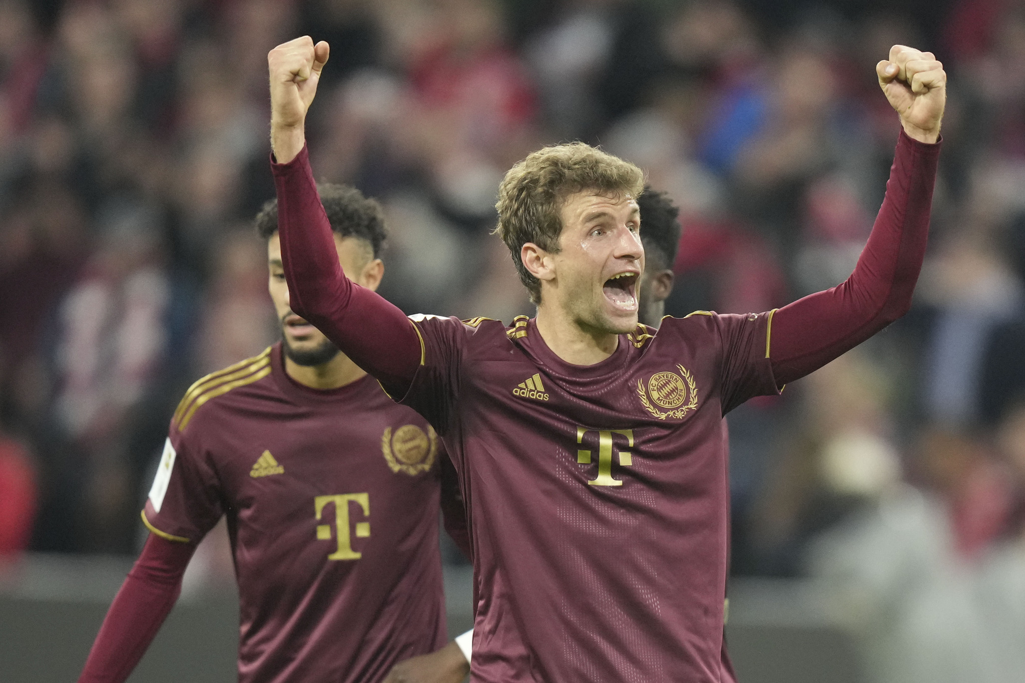 Bayern Munich's Thomas Muller celebrates after scoring