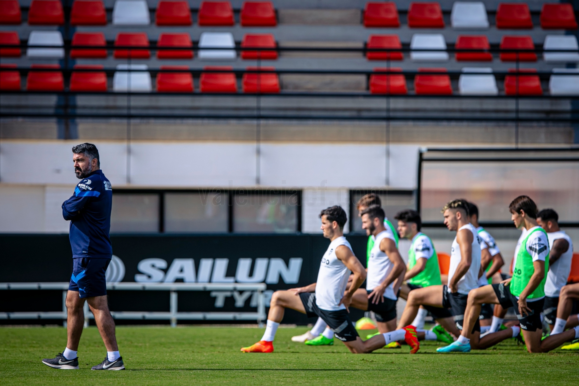 Gattuso, durante un entrenamiento con el Valencia. VCF