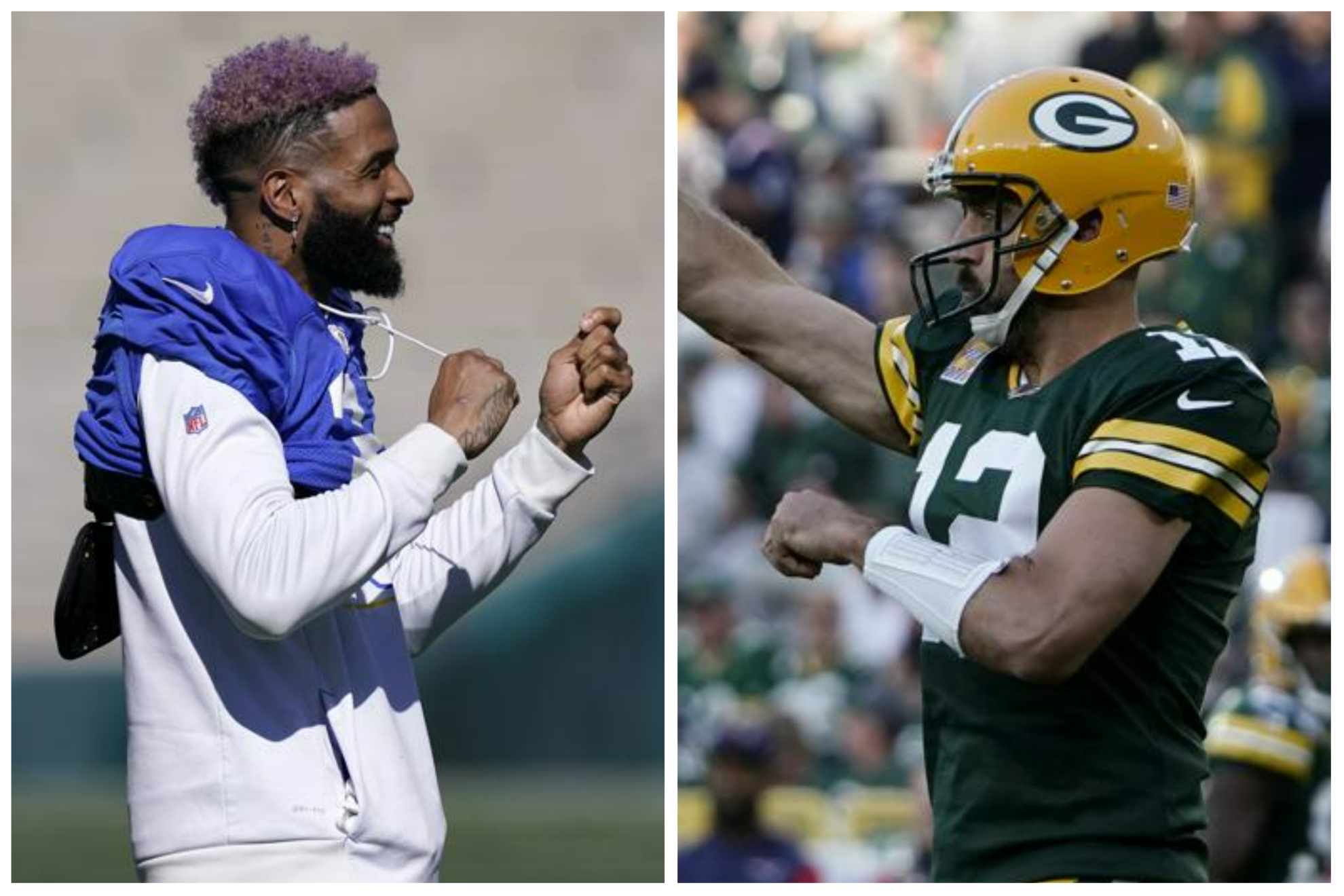 Odell Beckham Jr. and Aaron Rodgers - AP