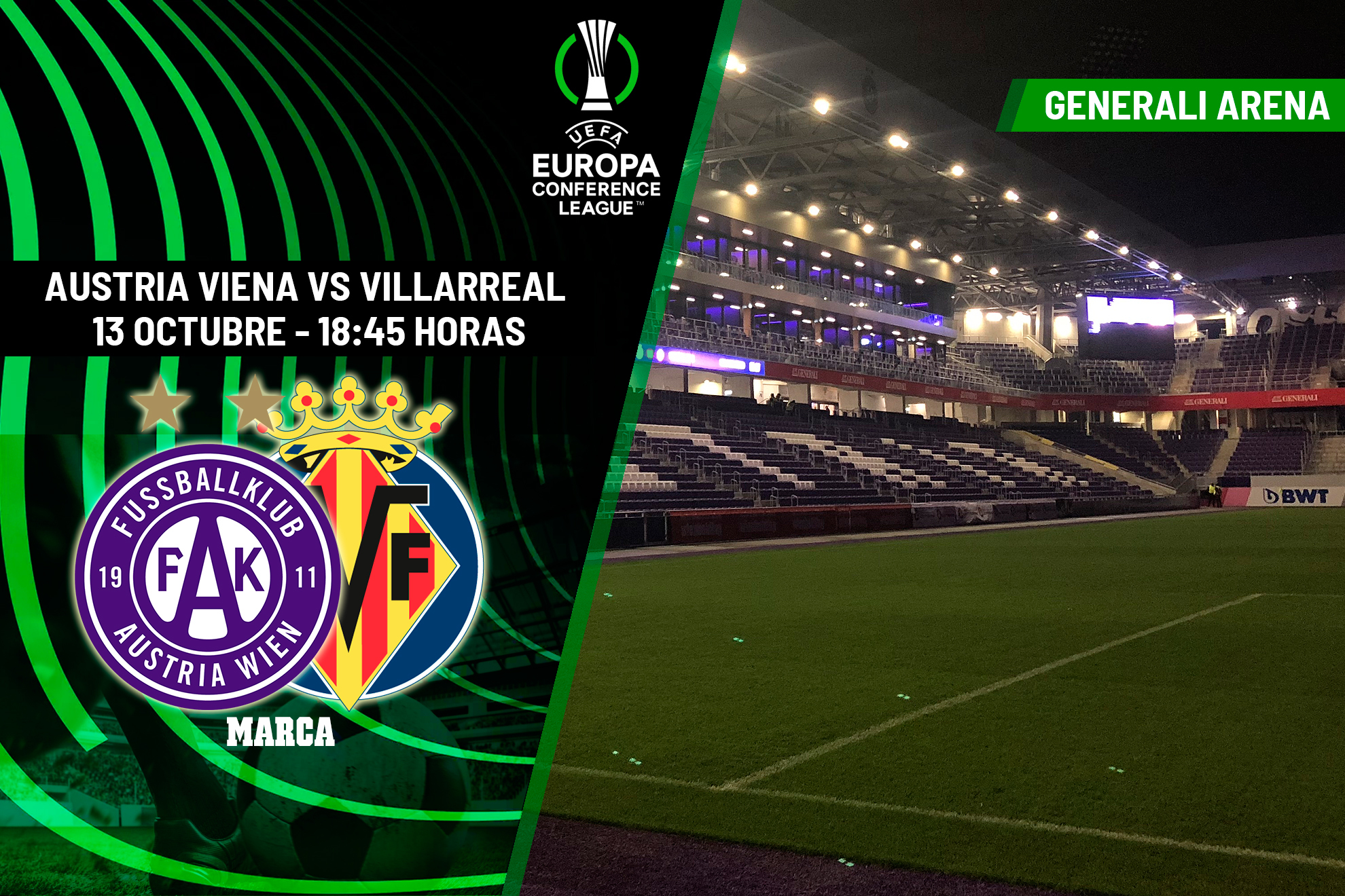 Austria Viena - Villarreal: Horario y dónde ver en TV hoy el partido de la jornada 4 de la UEFA Conference League