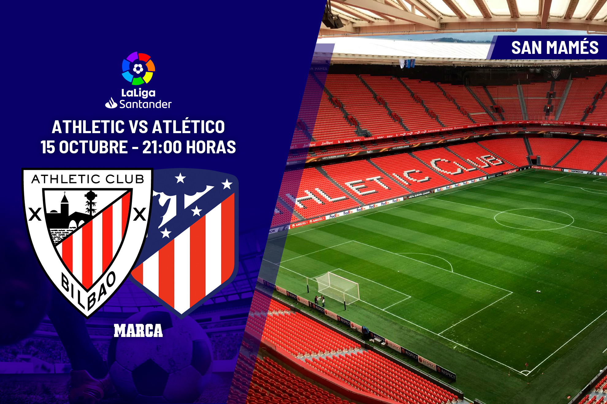 LaLiga Santander: Athletic Club - Atlético de Madrid: Horario y dónde ver en hoy el partido de la jornada 9 de Primera División Marca