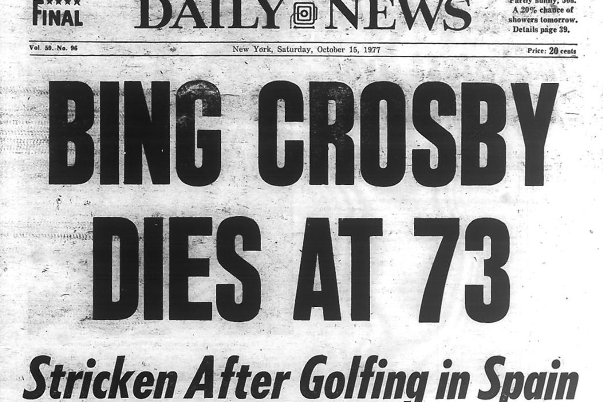 Bing Crosby: El rey de los crooners murió jugando al golf en La Moraleja