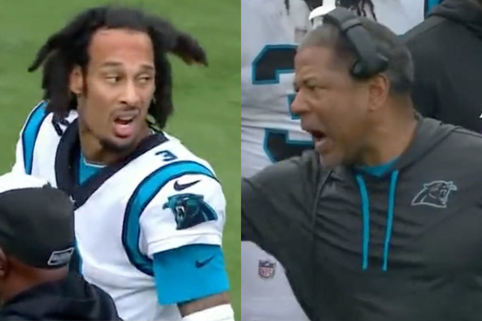 Robbie Anderson (left) and Steve Wilks (right), Carolina Panthers / Screenshot