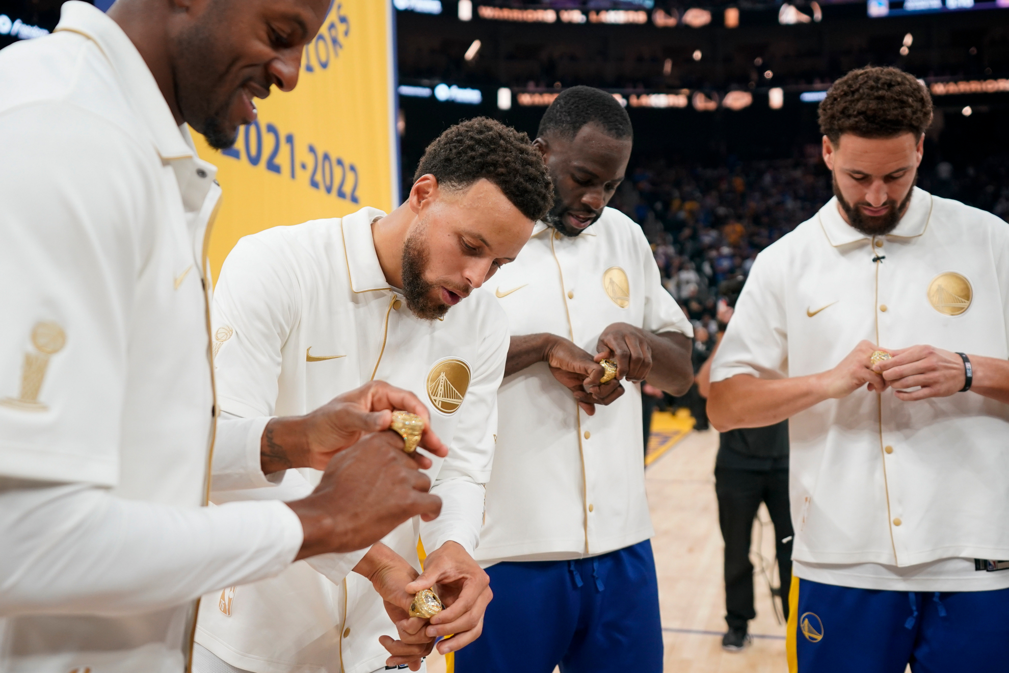 The Golden State Warriors Championship ring and banner ceremony. - AP