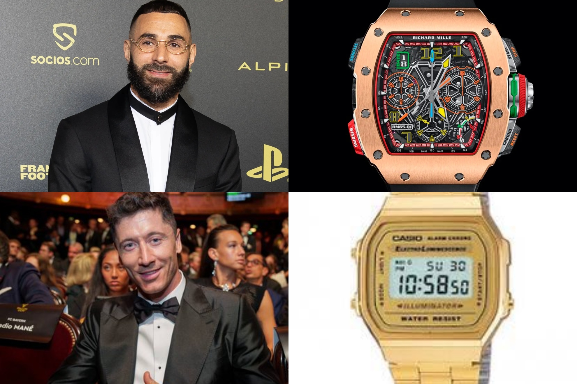 Benzema wore 500,000 euro watch at Ballon d'Or, while Lewandowski had a 60 euro Casio