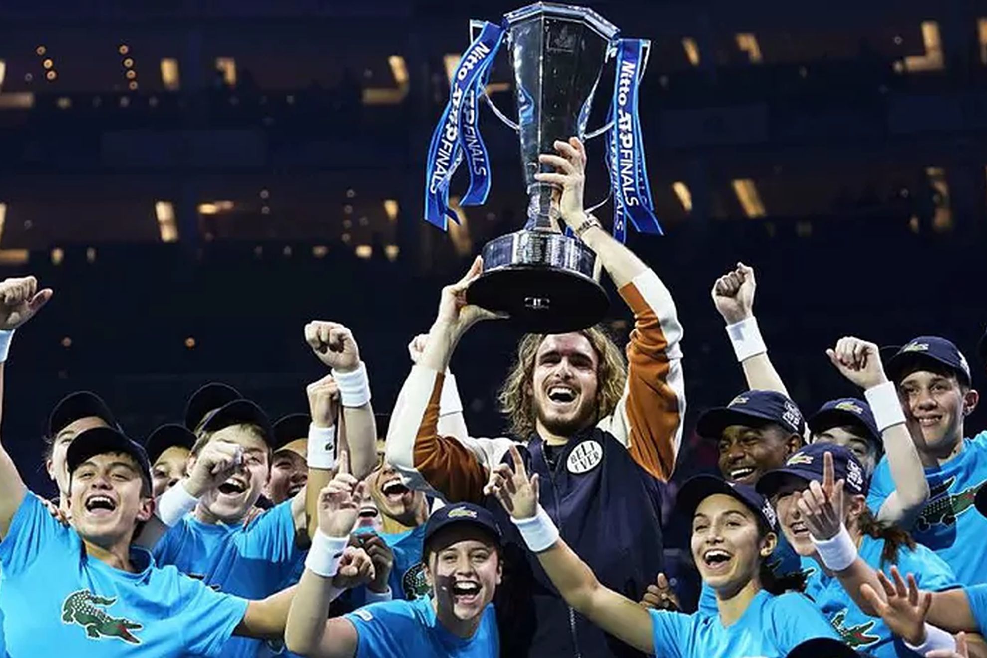 Stefanos Tsitsipas with the ATP Finals trophy
