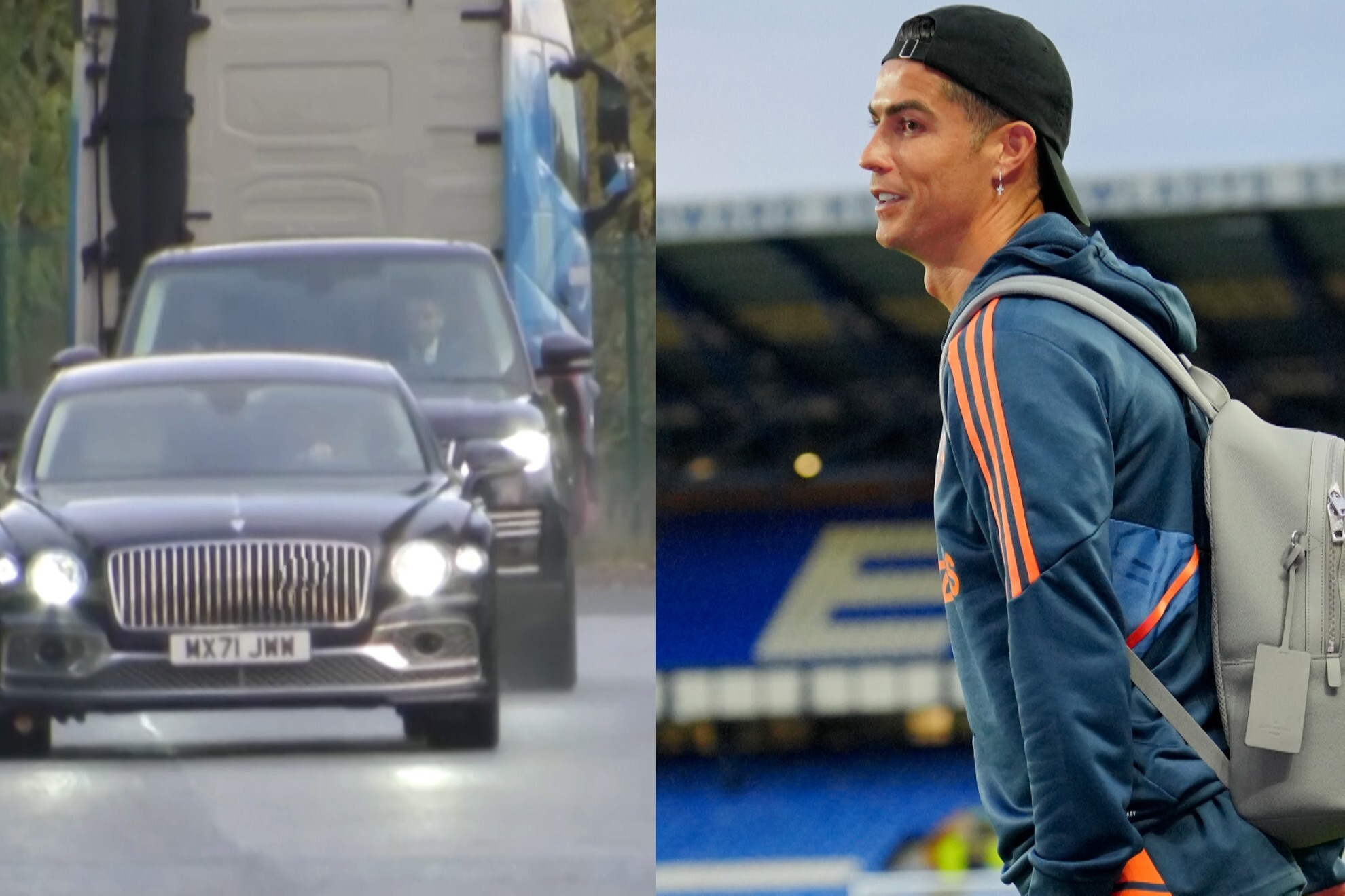 Cristiano Ronaldo arrives to training.