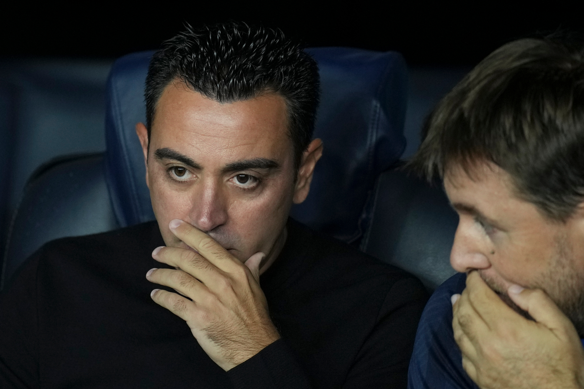 Xavi in the bench during a Barcelona's game this season.