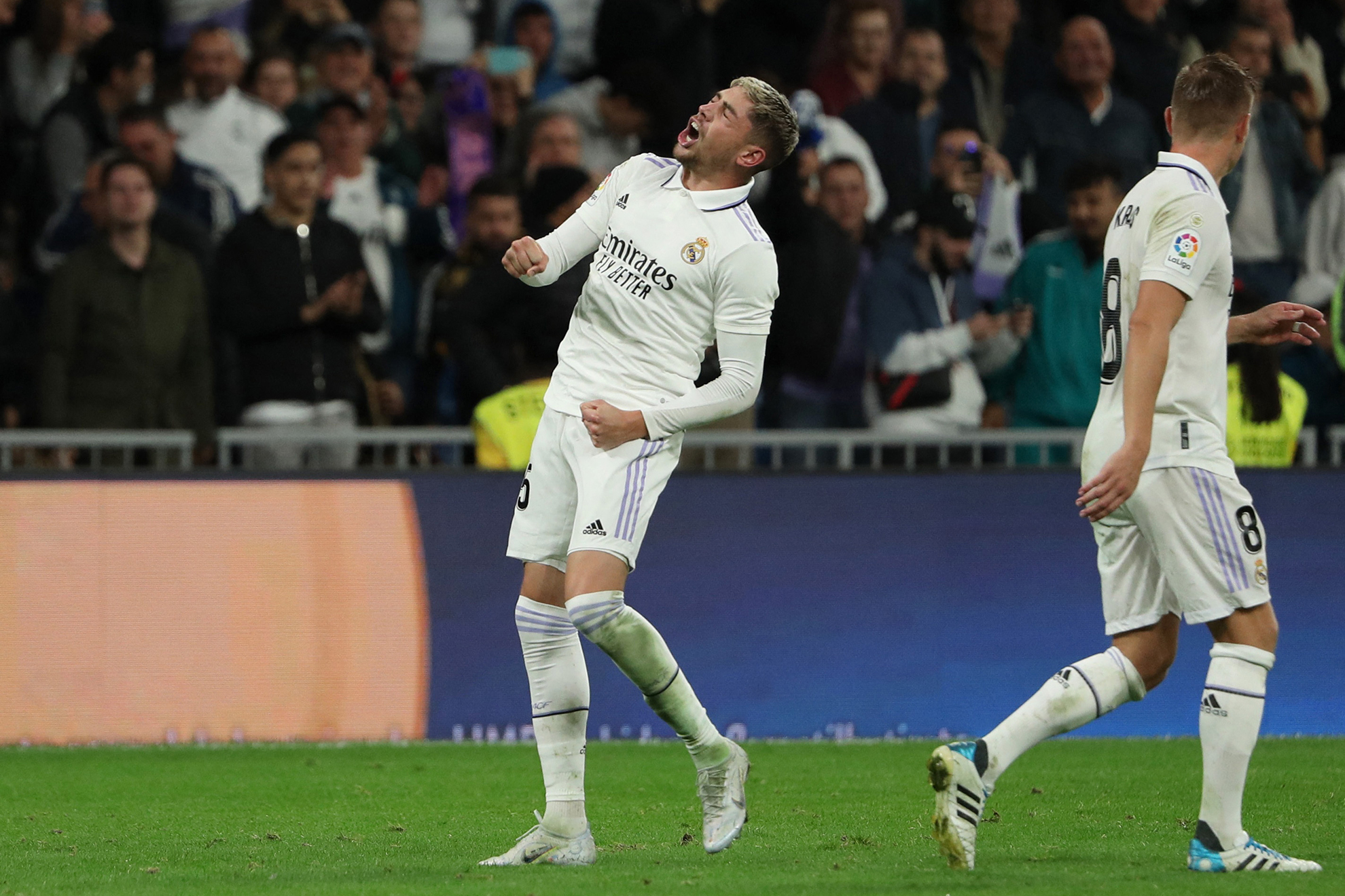 Fede Valverde en festejo de gol con el Real Madrid