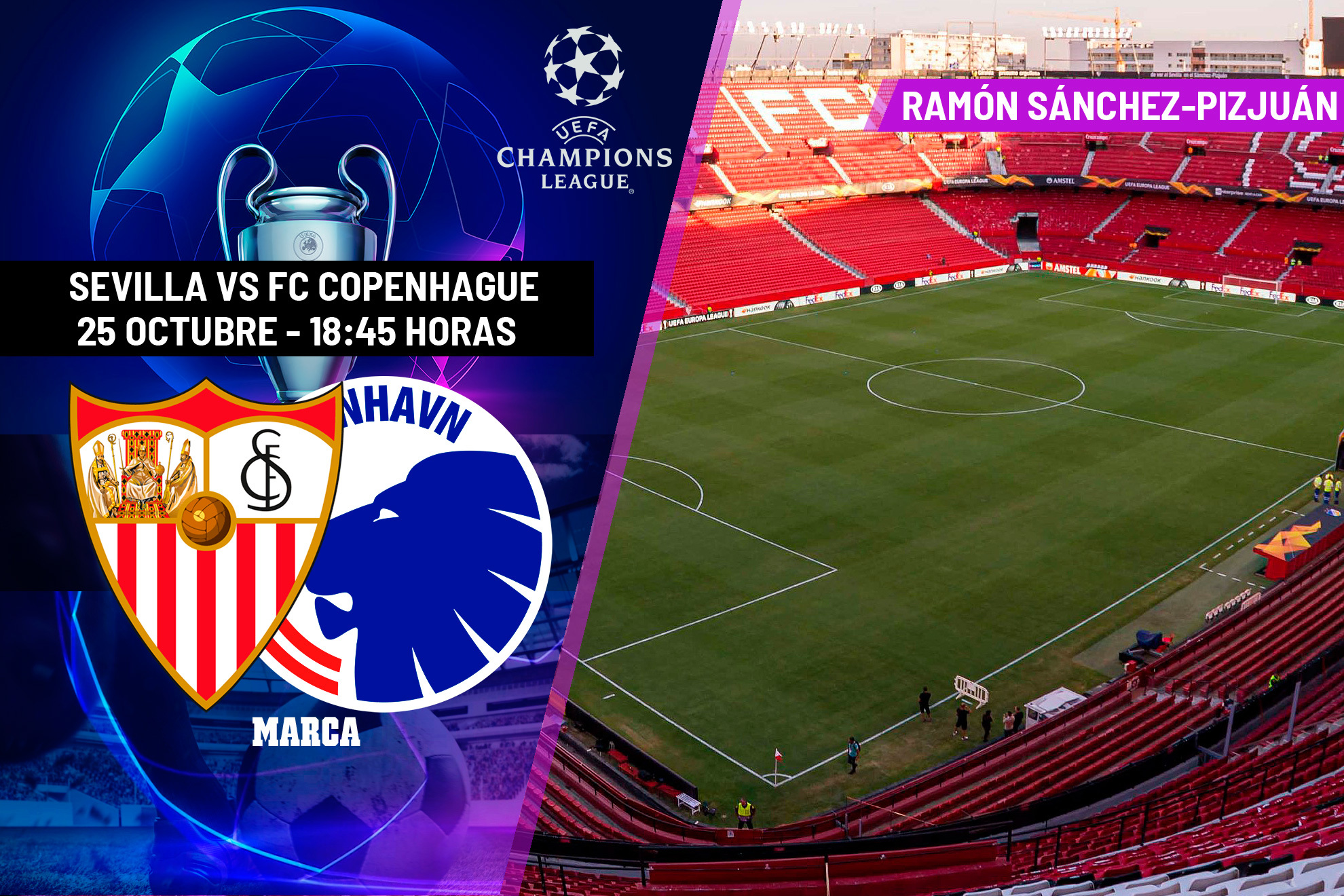 Sevilla - Copenhague: Horario, canal y dnde ver en TV hoy el partido de la jornada 5 de Champions League