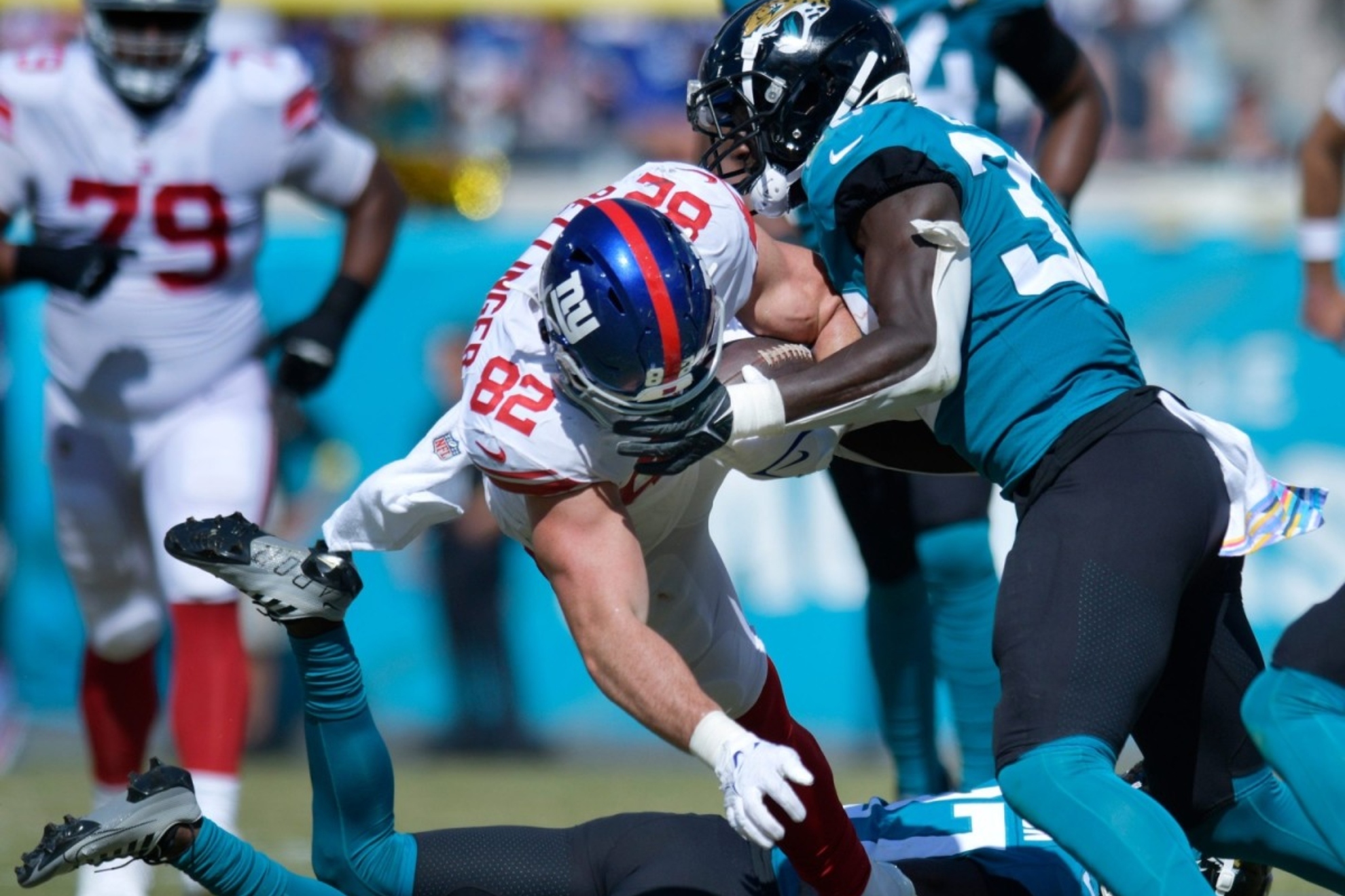 Daniel Bellinger suffered an eye socket injury during the game against the Jaguars