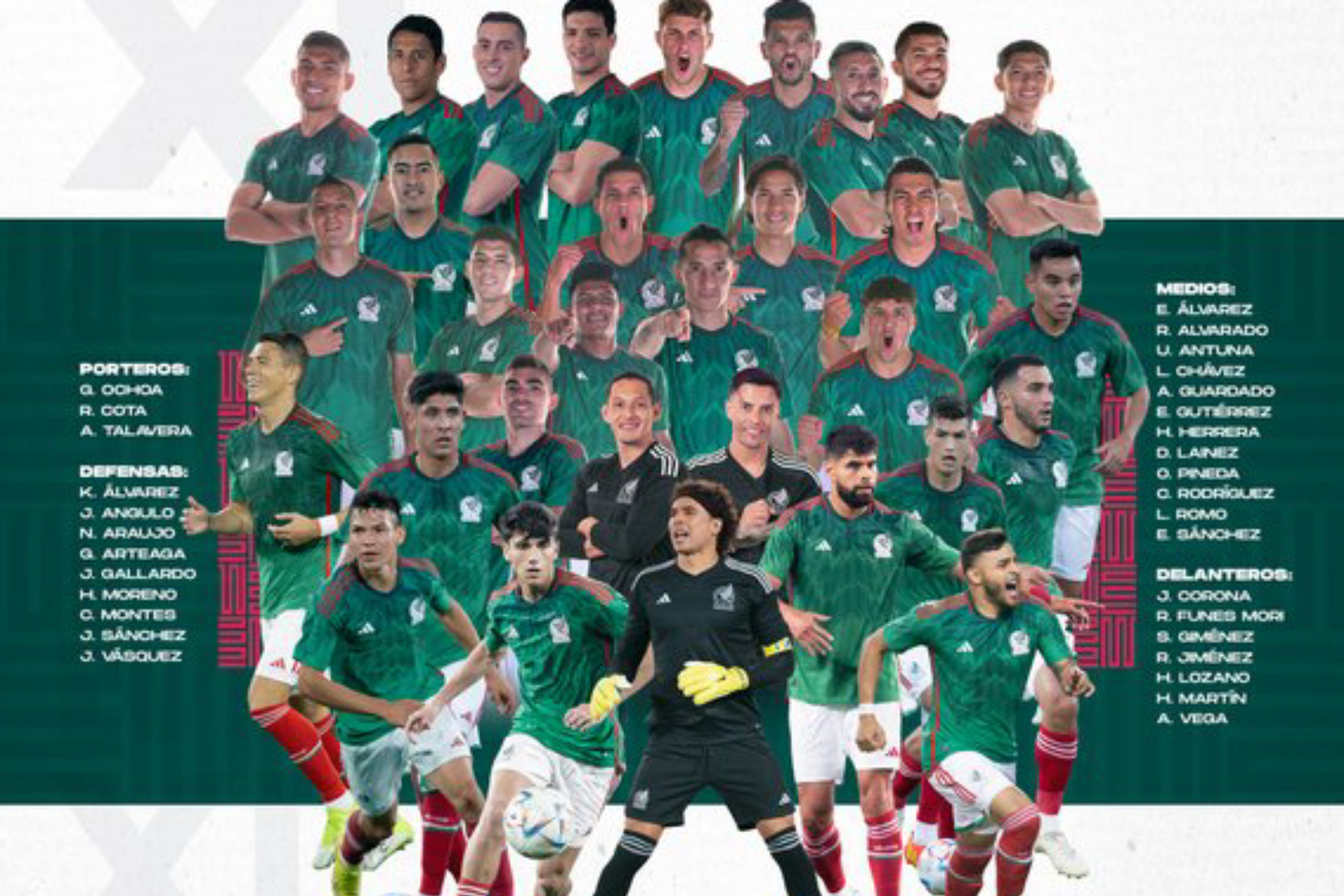 Mexico pre-list squad for Qatar 2022.