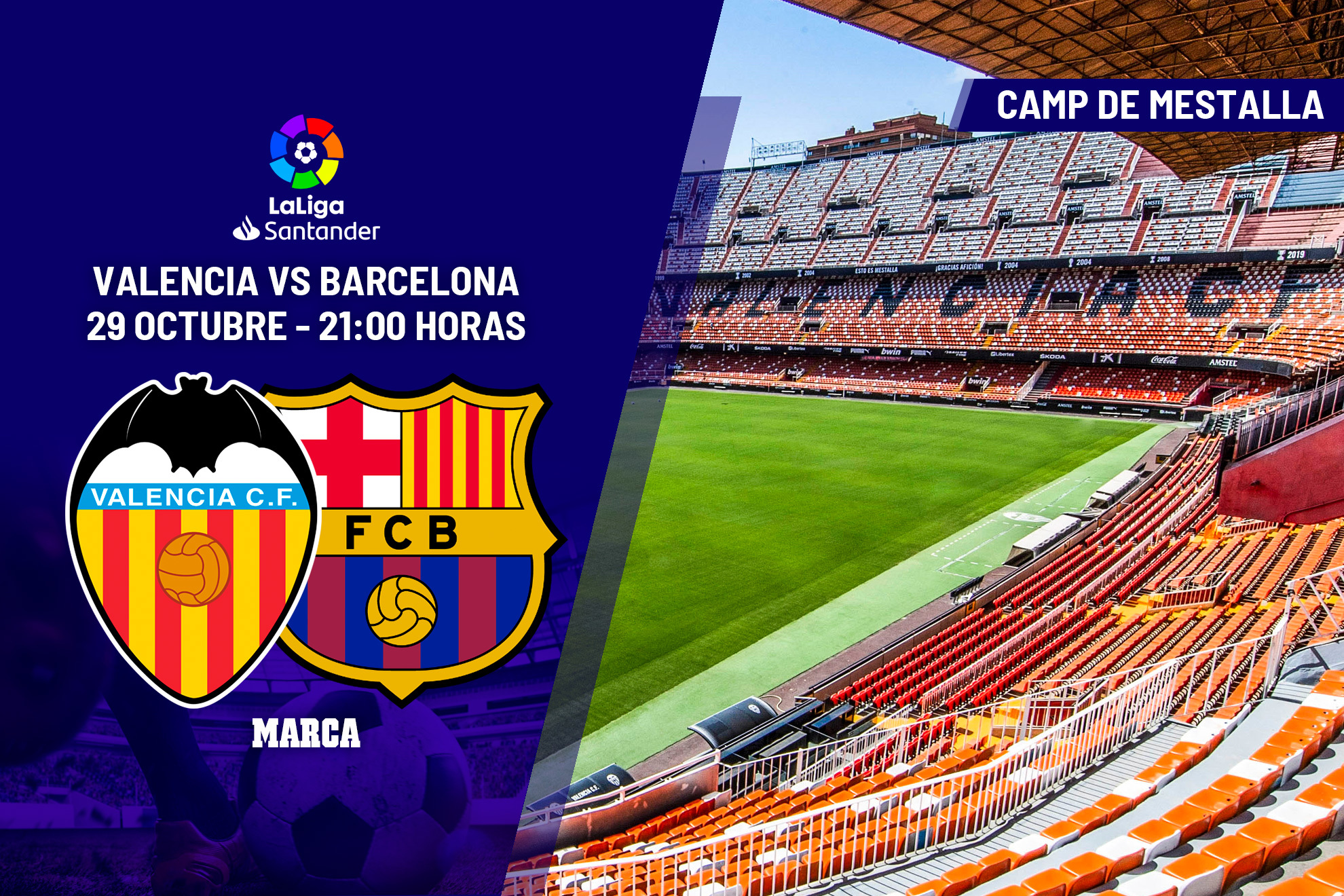 Valencia - Barcelona: Horario y dónde ver en TV hoy el partido de la jornada 12 de Primera División