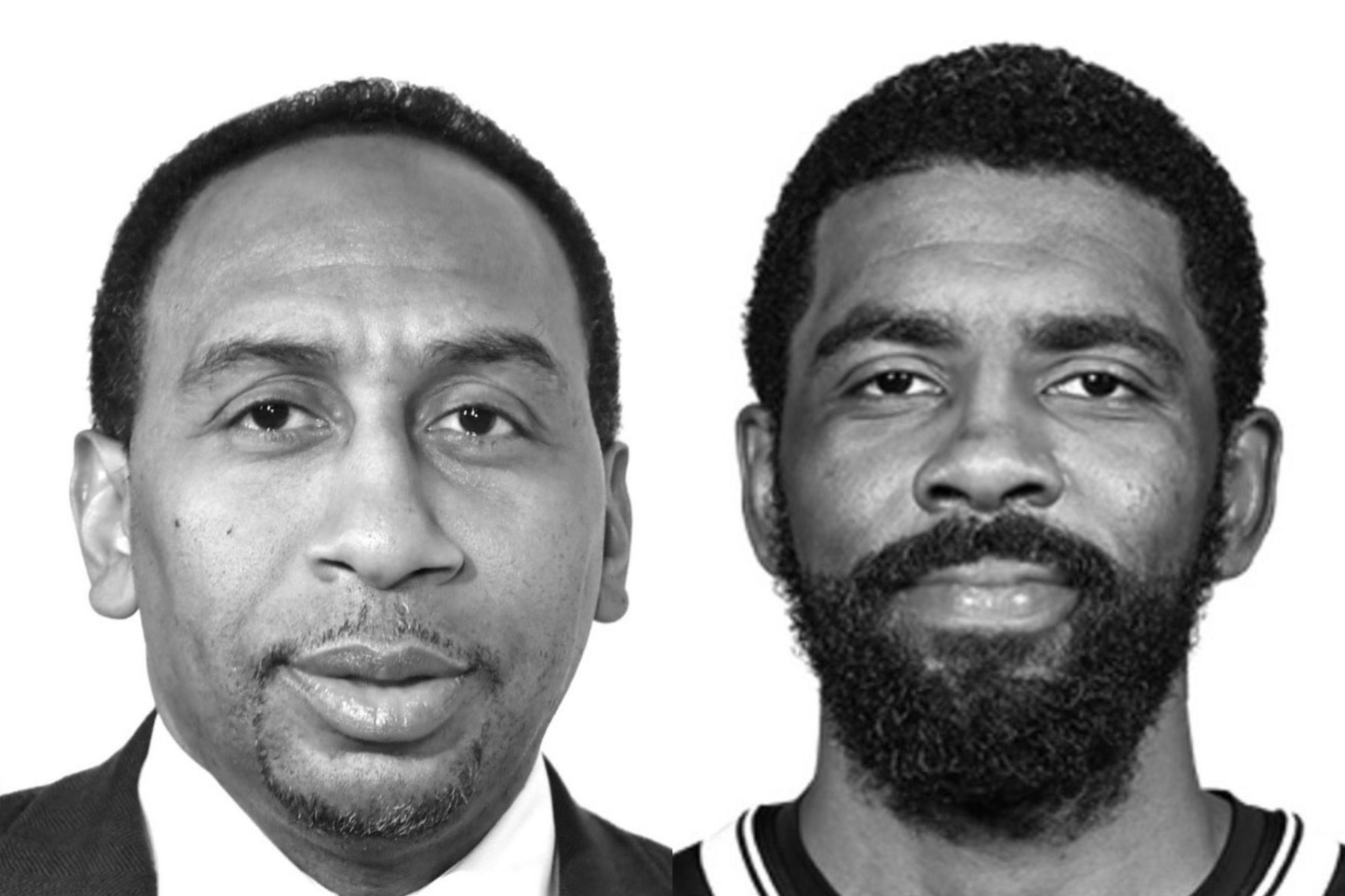 Stephen A. Smith (left) and Kyrie Irving (right)