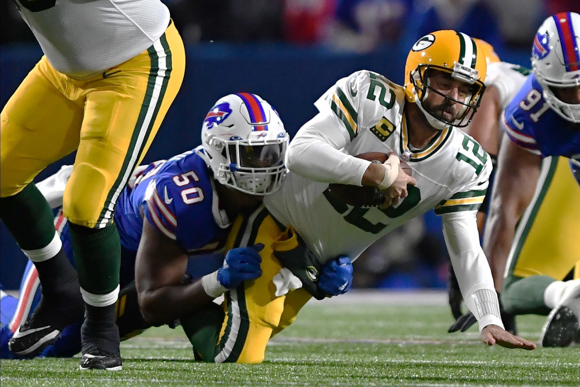 Aaron Rodgers in the game against Buffalo Bills.