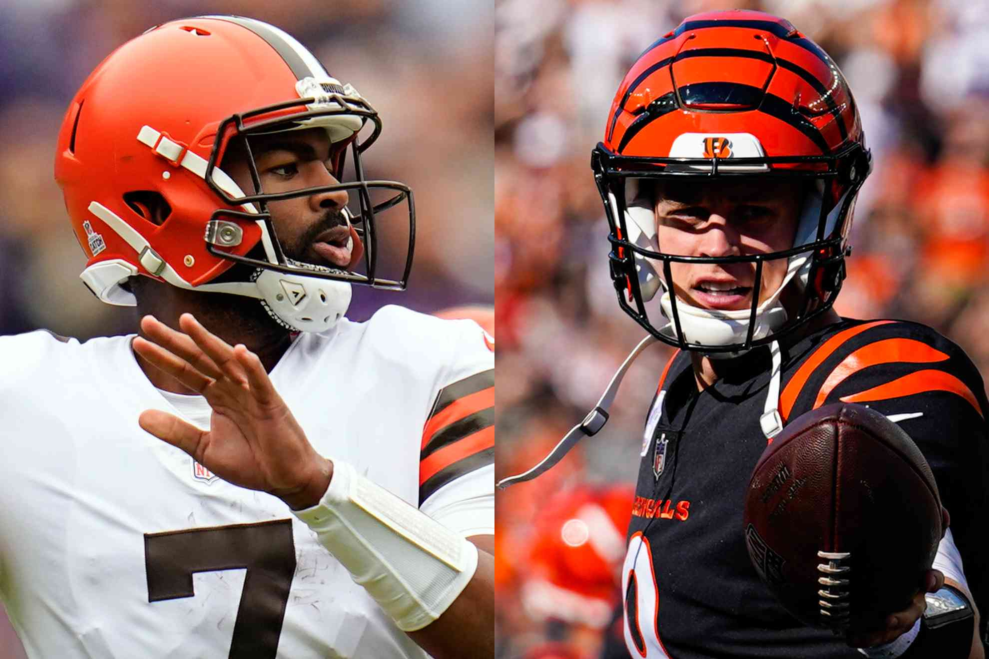 Jacoby Brissett and Joe Burrow will battle to lead their teams to victory.